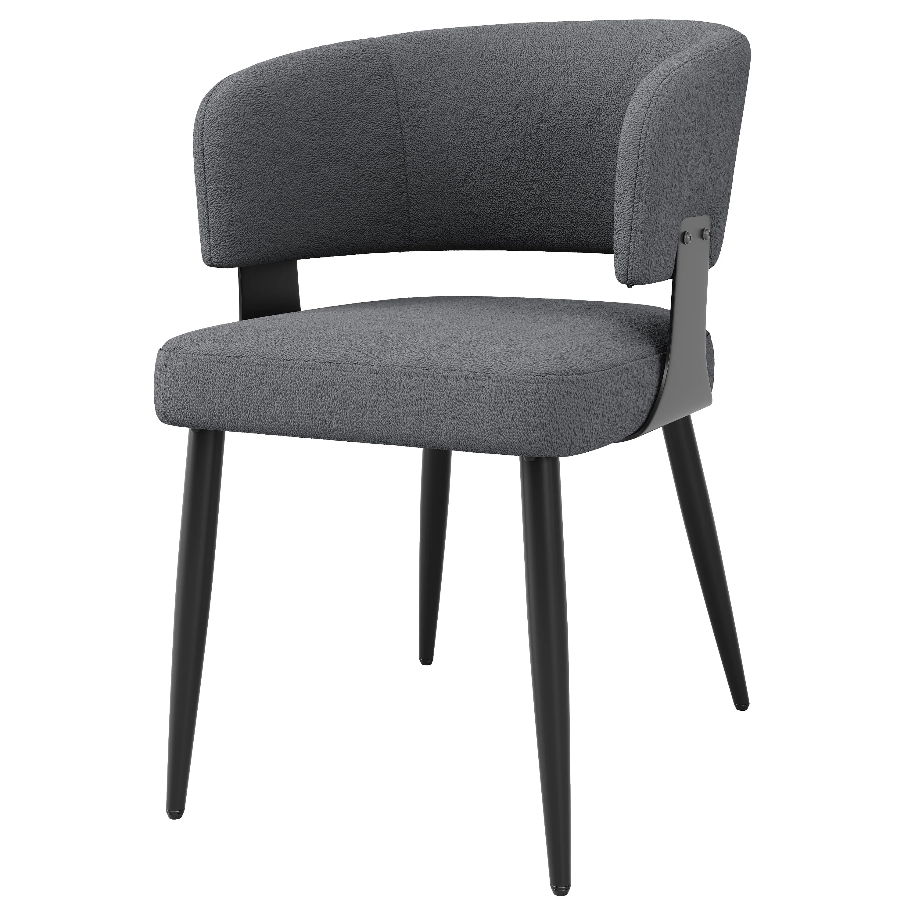Ergonomic Dining Chair Set of 4 with Curved Backrest, Flannel Beige/Grey - Image 8