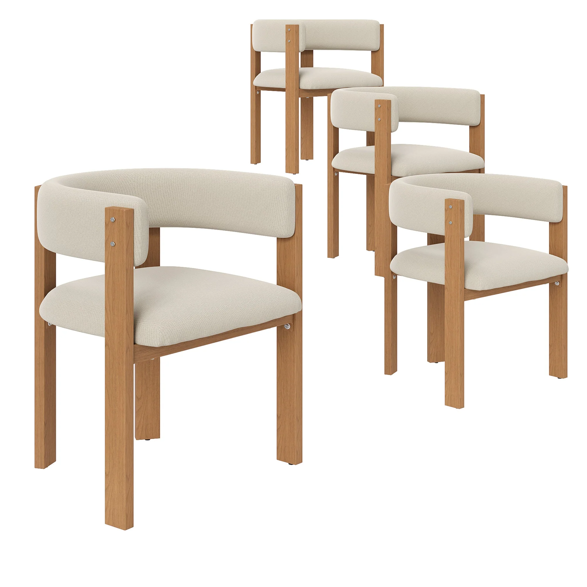 Ergonomic Dining Chair Set of 4 with Thick Padding and Iron Legs, Wood Look - Image 3