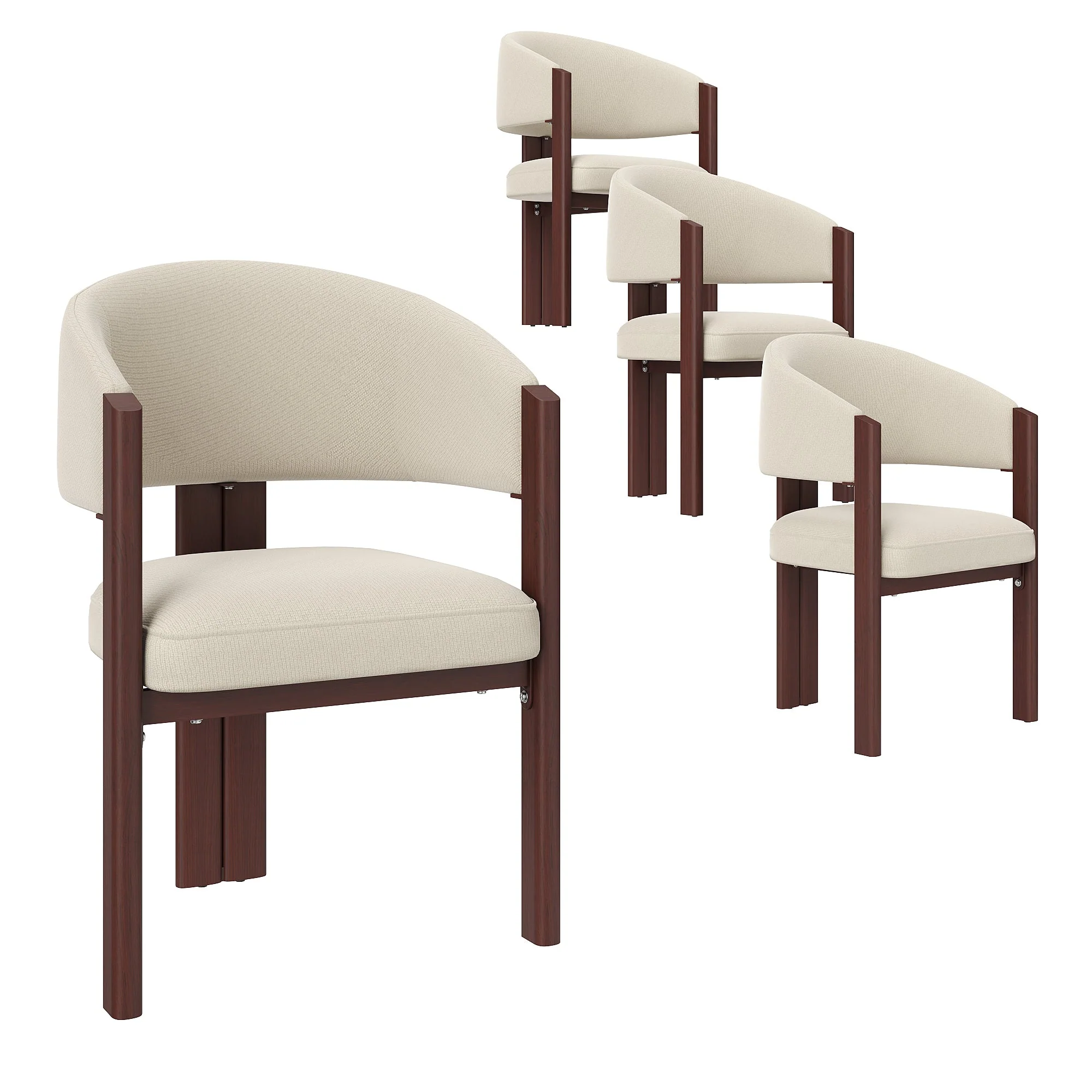 Ergonomic Dining Chairs Set of 4 with Thick Padding and Height-Adjustable Feet, Wood Look - Image 4