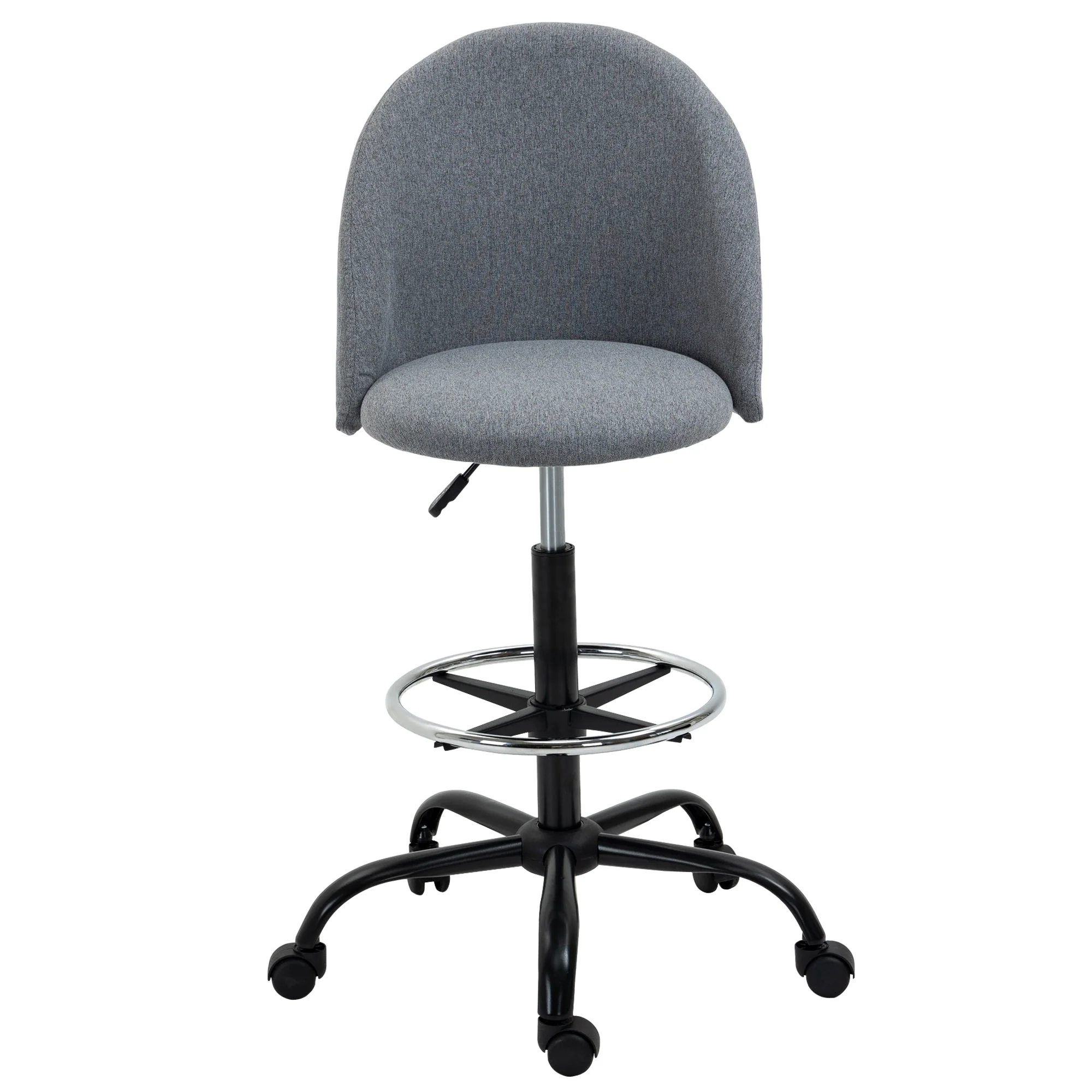 Ergonomic Drafting Chair Adjustable Height 360° Swivel Grey - Image 2