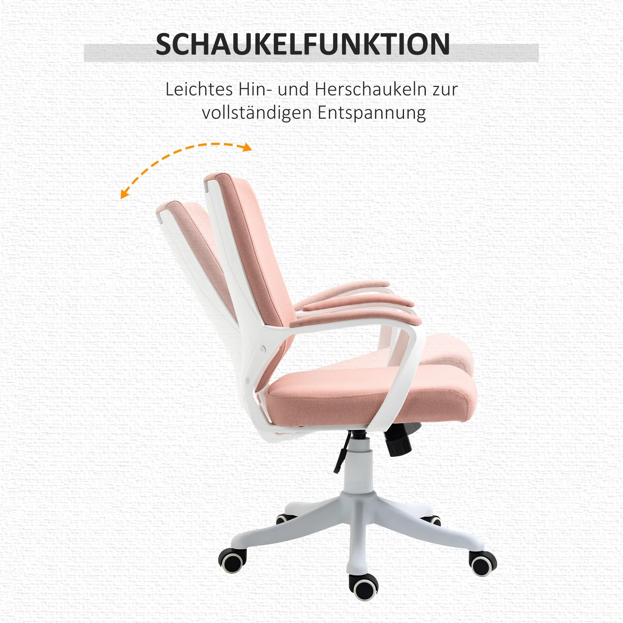 Ergonomic Office Chair, Lumbar Support, Adjustable, Rocking Function - Pink - Image 5