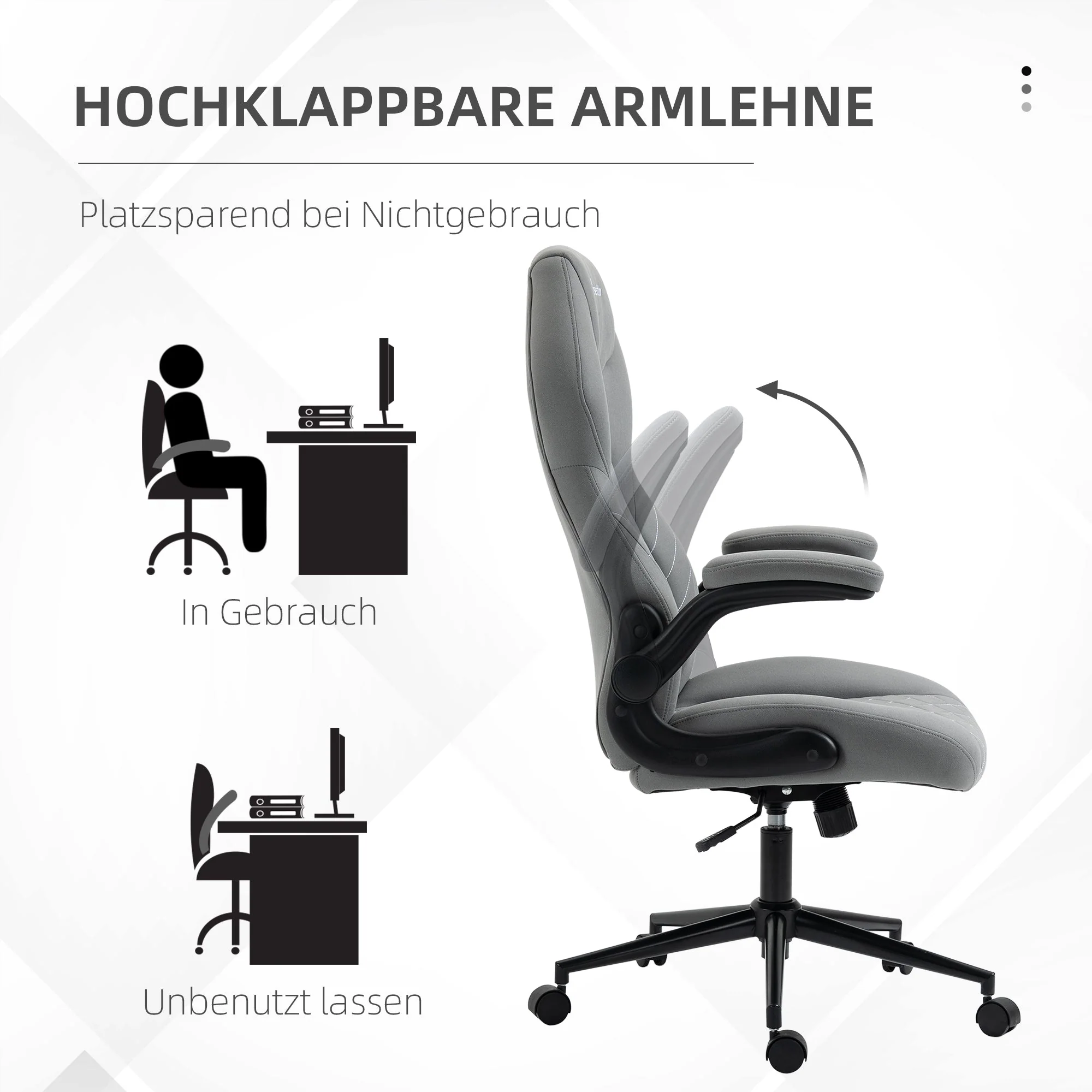 Ergonomic Office Chair, Rocking Adjustable Armrests Soft Cushion, Home Office Comfort - Image 6