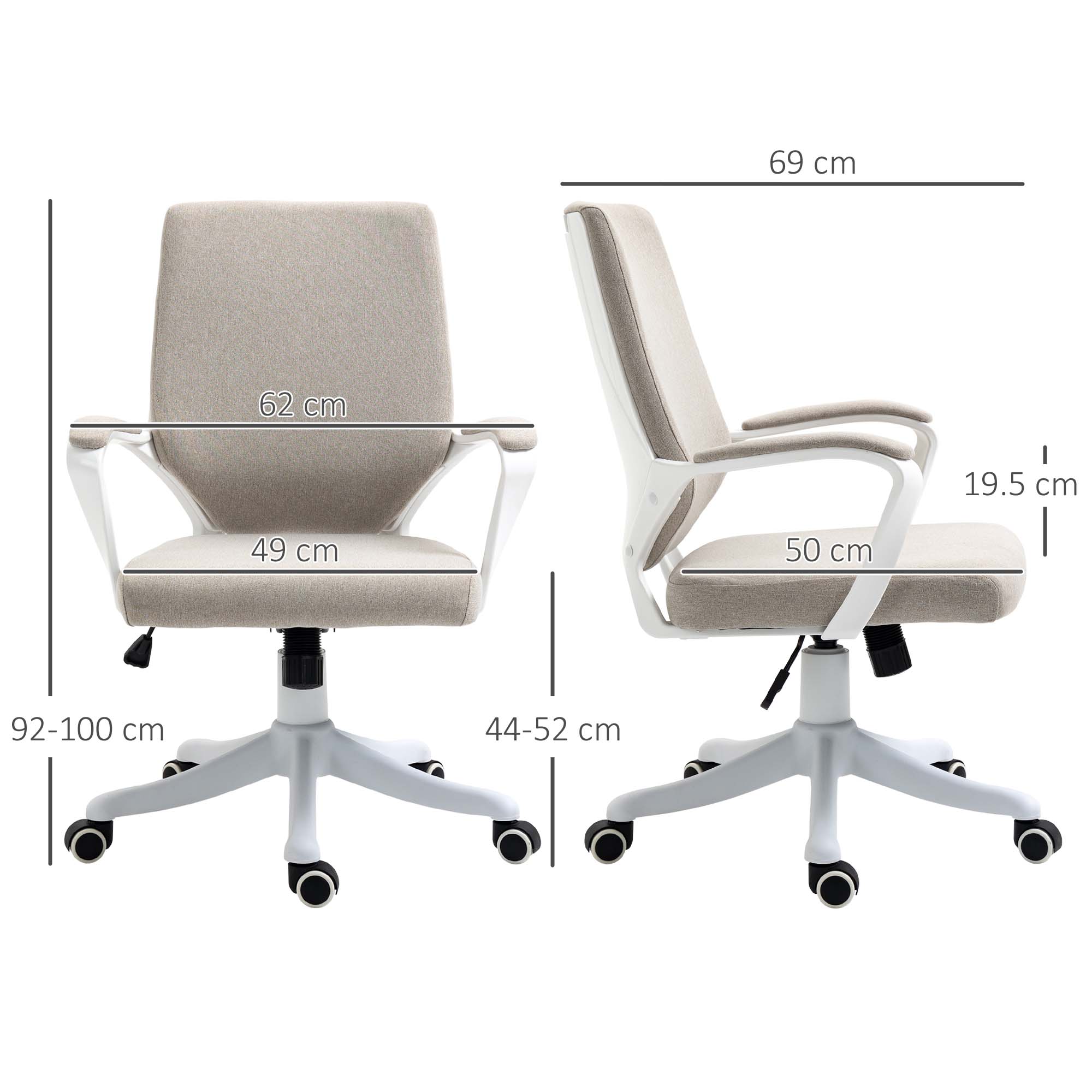 Ergonomic Office Chair with Lumbar Support, Adjustable 120kg, Beige - Image 3