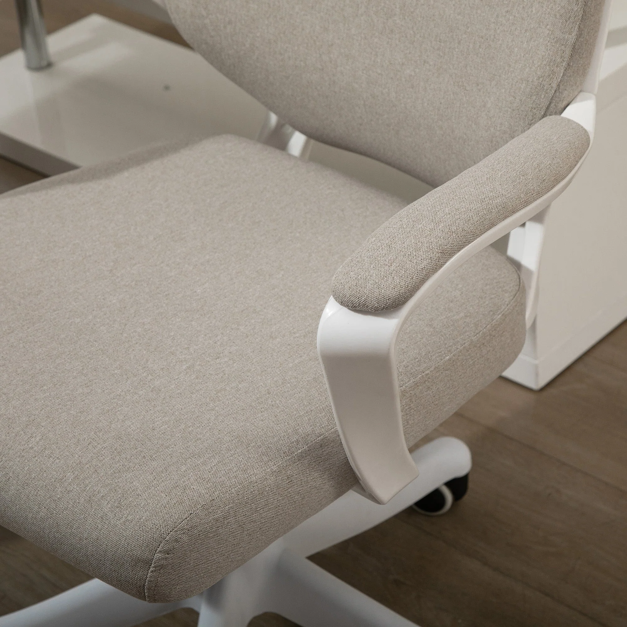 Ergonomic Office Chair with Lumbar Support, Adjustable 120kg, Beige - Image 8