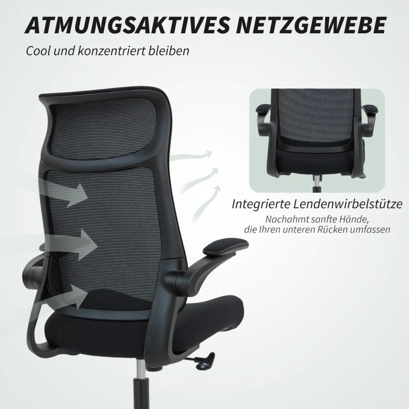 Ergonomic Office Chair with Mesh Back, 3D Armrests, Headrest & Tilt - Black - Image 5
