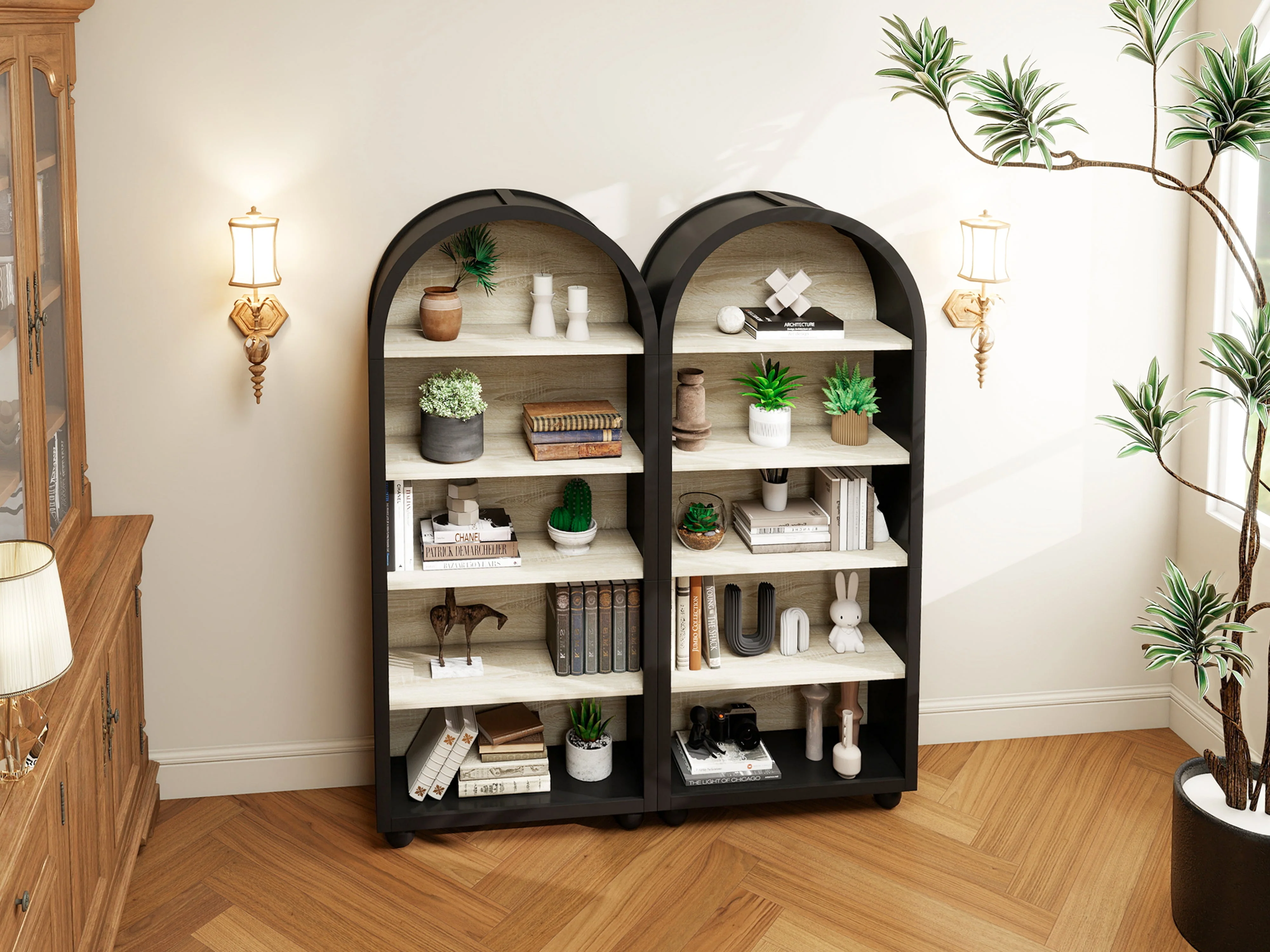 European Bookshelf, 5-Tier Open Storage, Hand-Painted Metal - Image 6