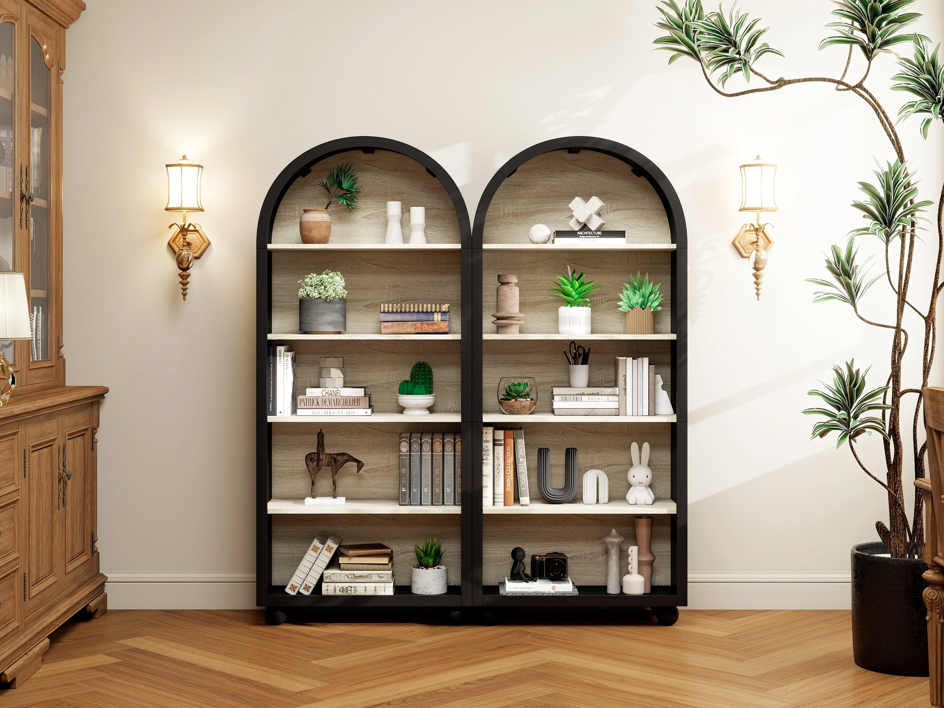 European Bookshelf, 5-Tier Open Storage, Hand-Painted Metal - Image 7