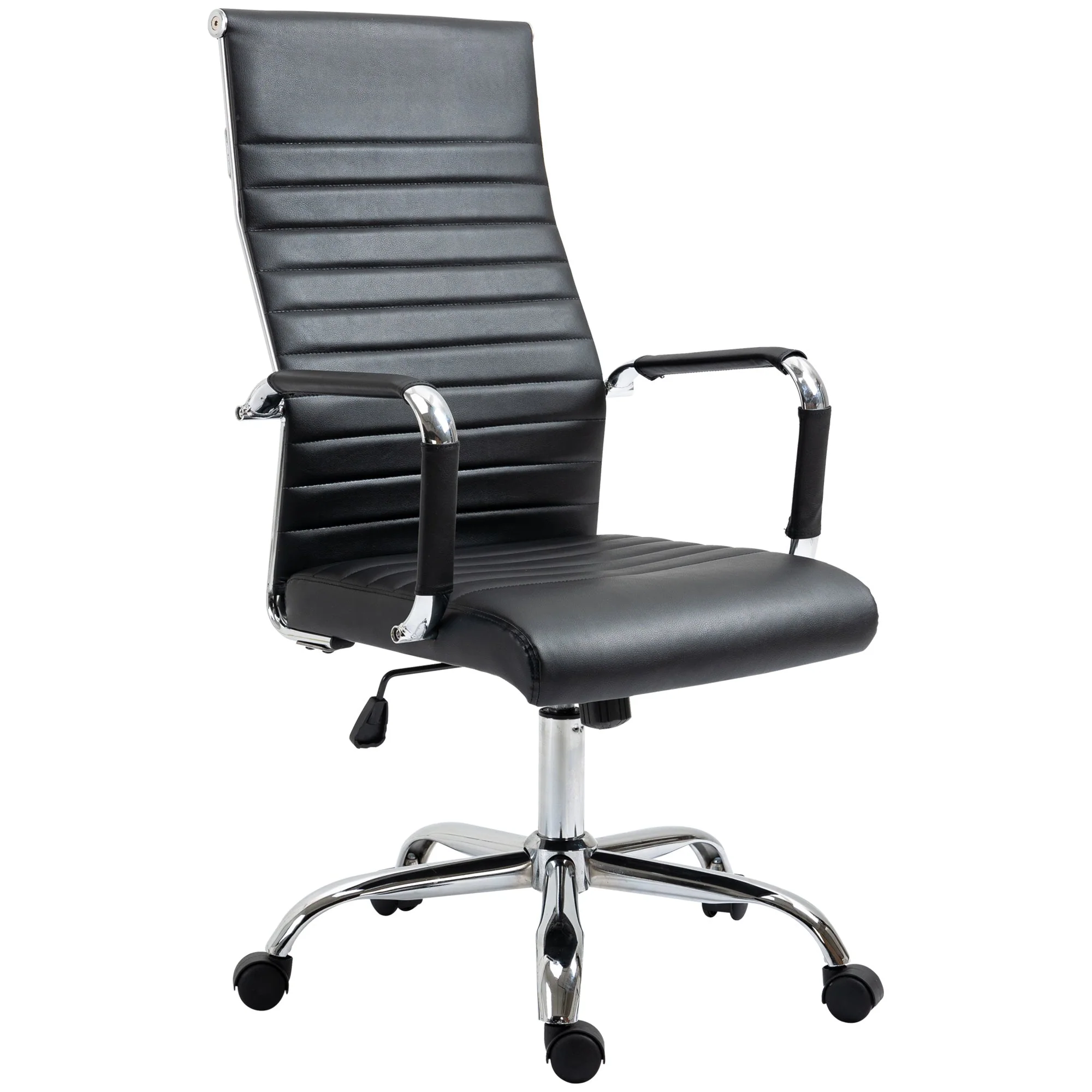 Executive Office Chair Ergonomic Rocking Height Adjustable Faux Leather/Foam, Black