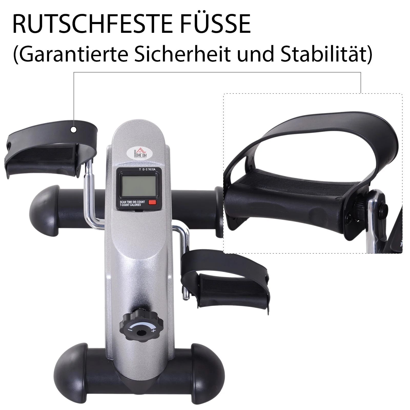 Exercise Bike Pedal Trainer, Mini Bike with LCD Display, Silver - Image 5
