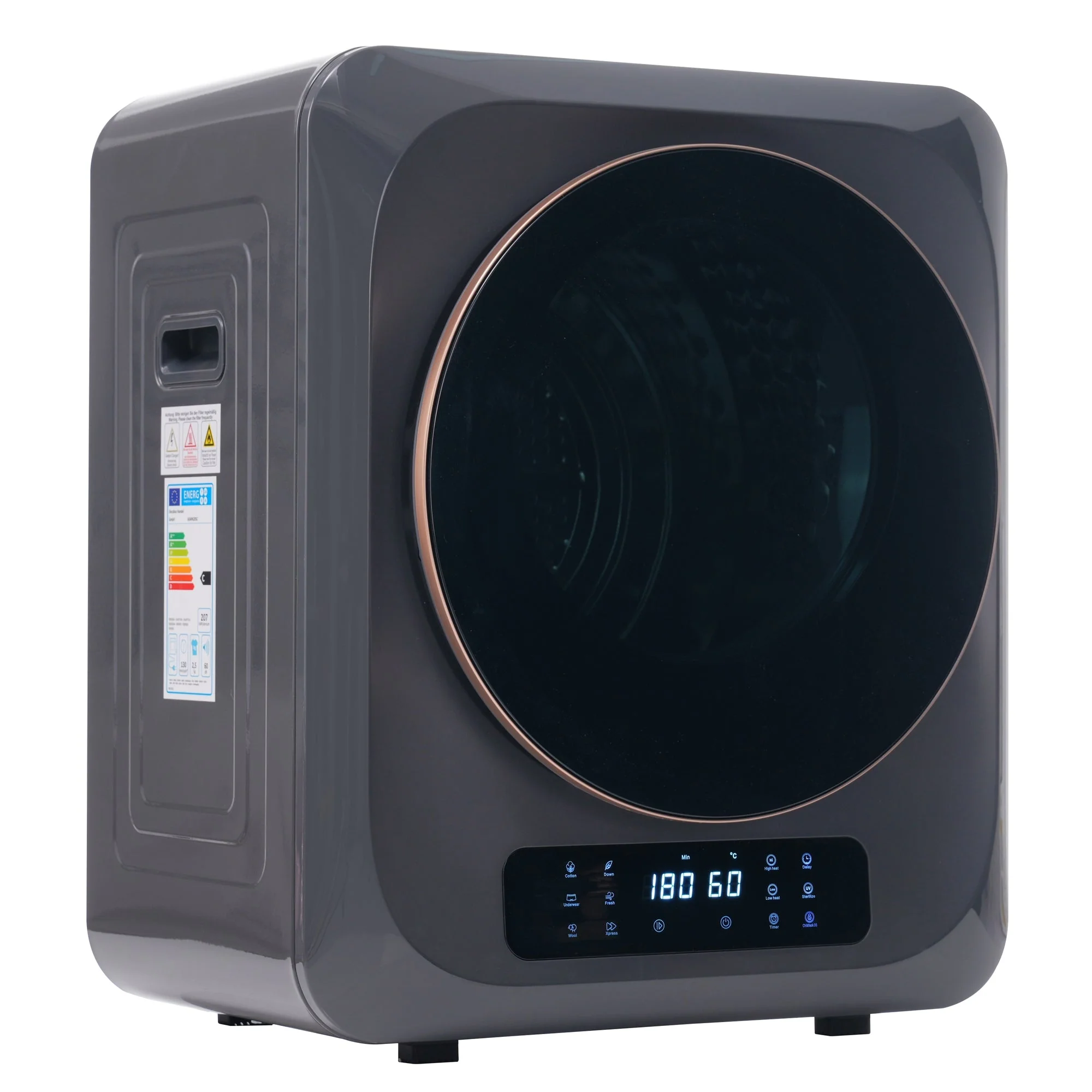 Exhaust Gas Dryer 3-4 kg 850W 6 Programs Overheating Protection, Stainless Steel - Image 7