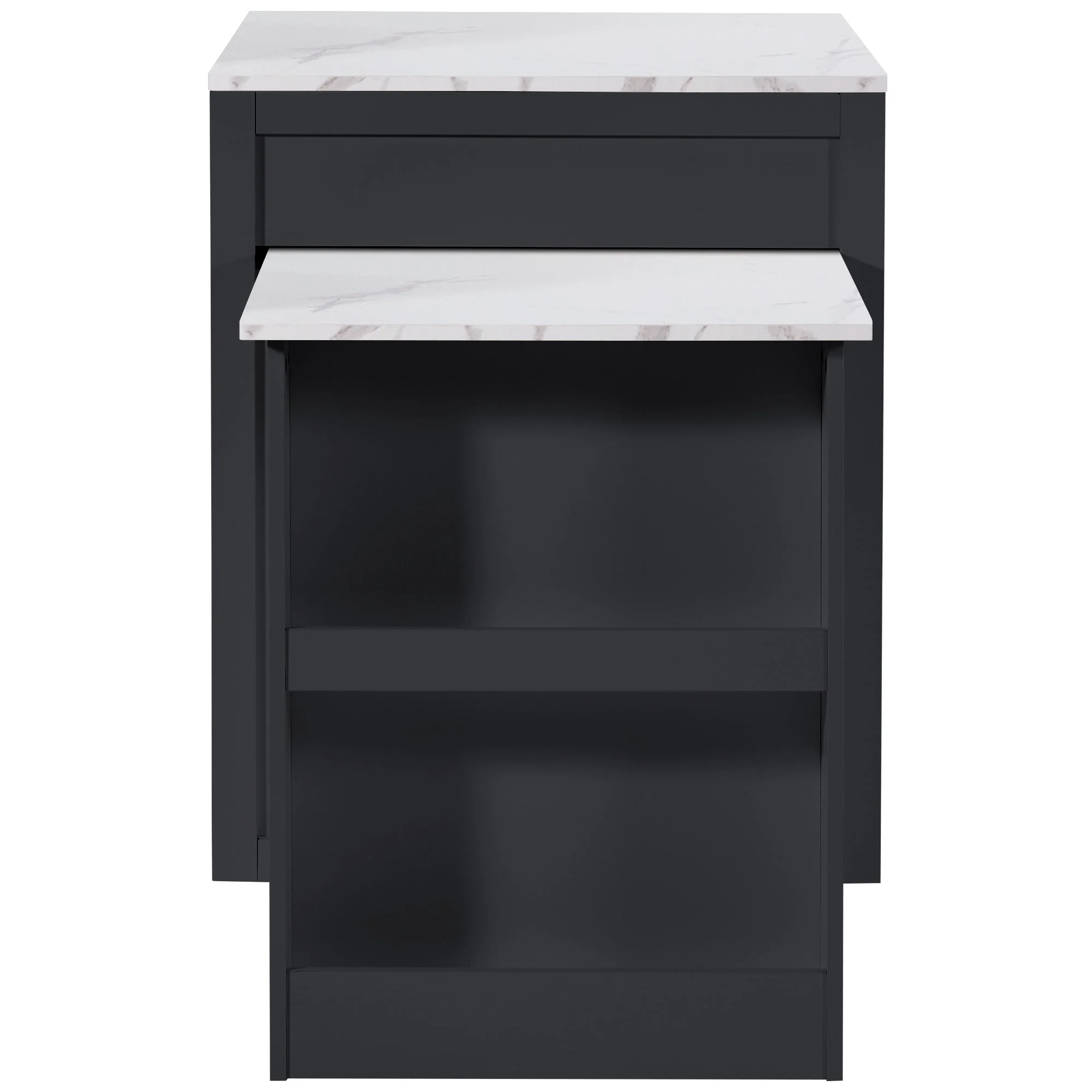 Extendable Bar Table Kitchen Island with Storage, 2 Drawers & Shelves - Black - Image 10