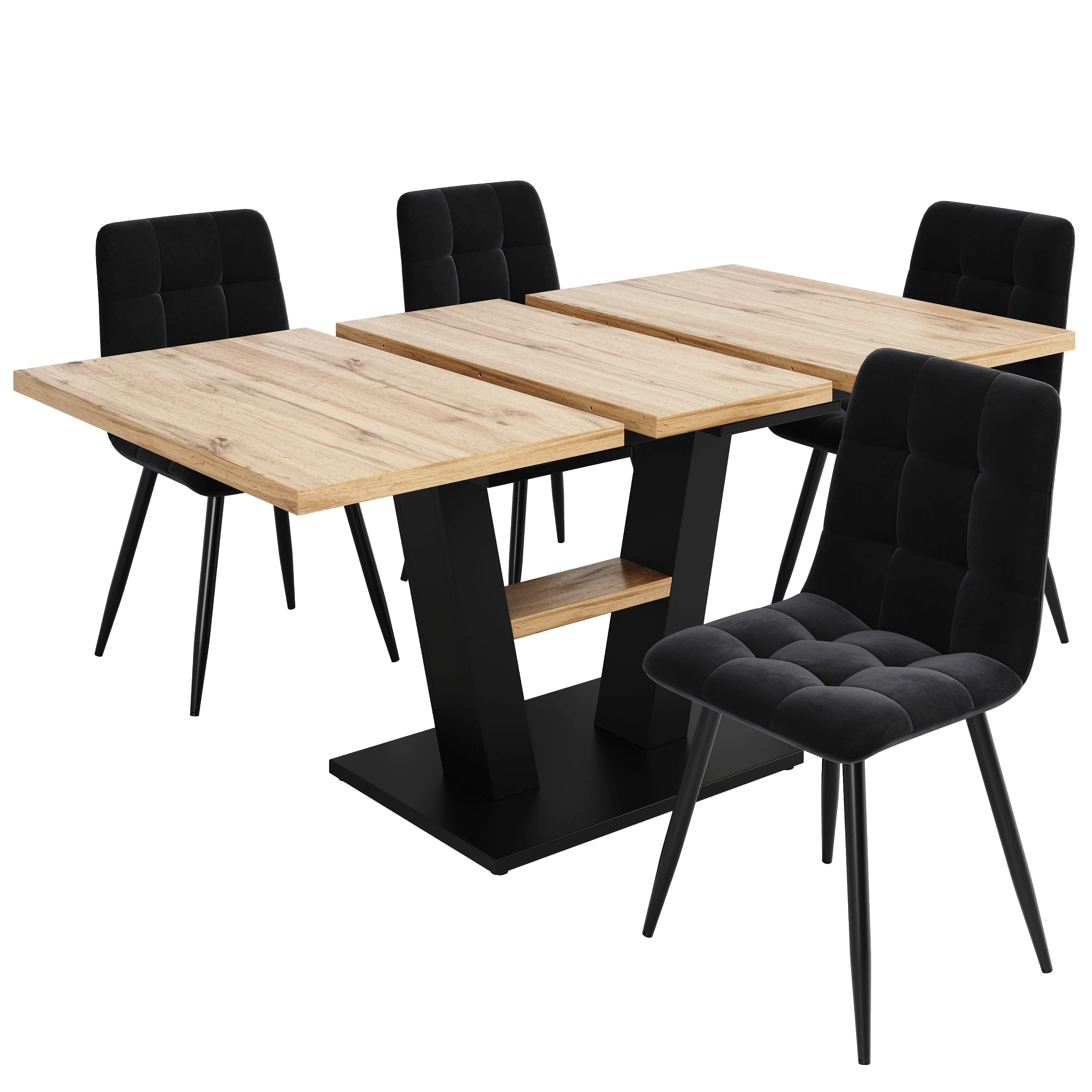 Extendable Dining Table, 118-157cm with Insert Leaves, Wood-Colored - Image 7