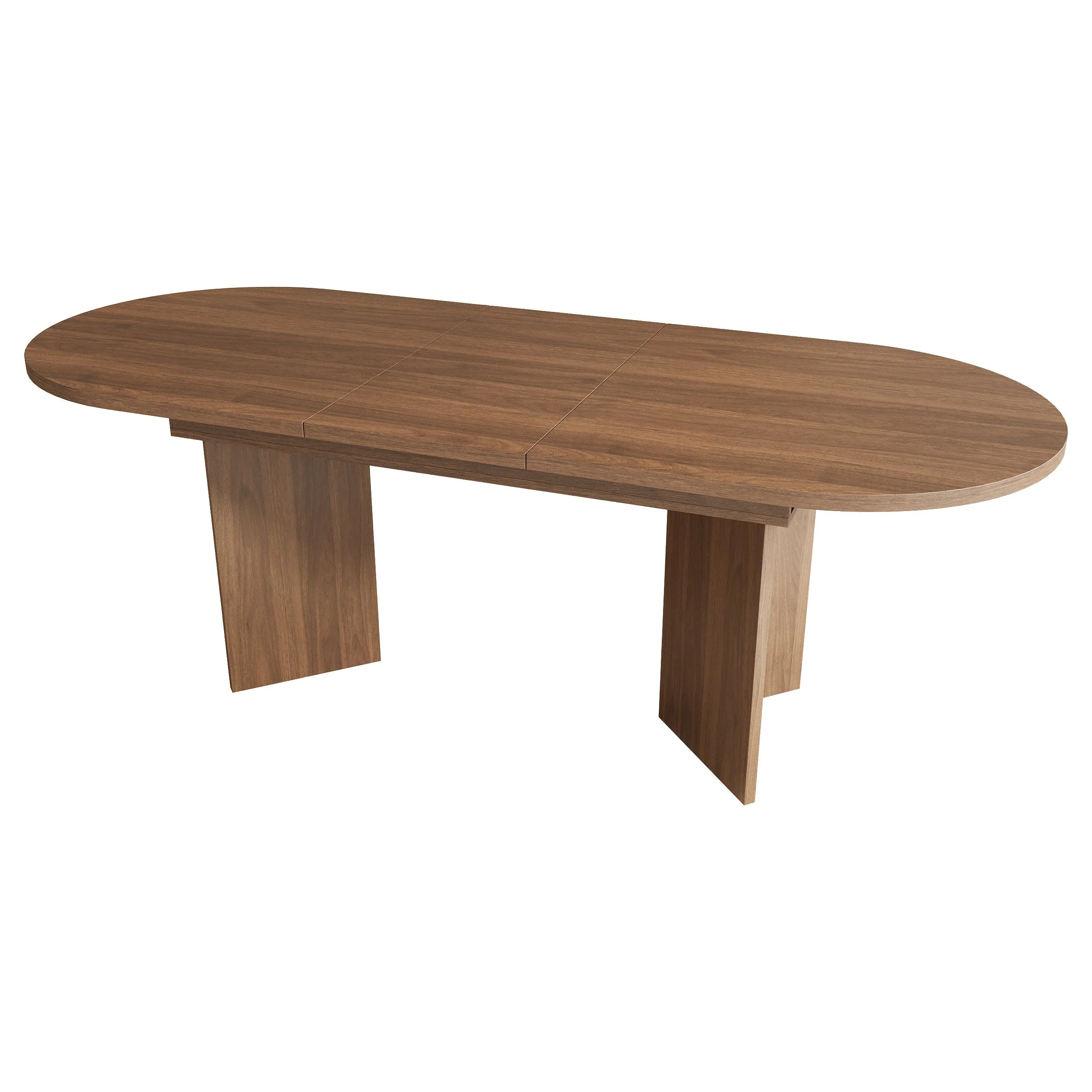 Extendable Dining Table, 120/160 x 80 cm for 4-6 People with Rounded Corners, Walnut - Image 9