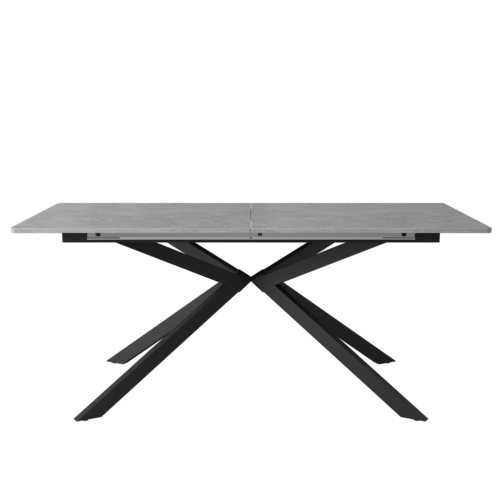 Extendable Dining Table Automatic Rectangular Cross Leg L150/180cm - Cement Pattern Black/Grey - Image 10