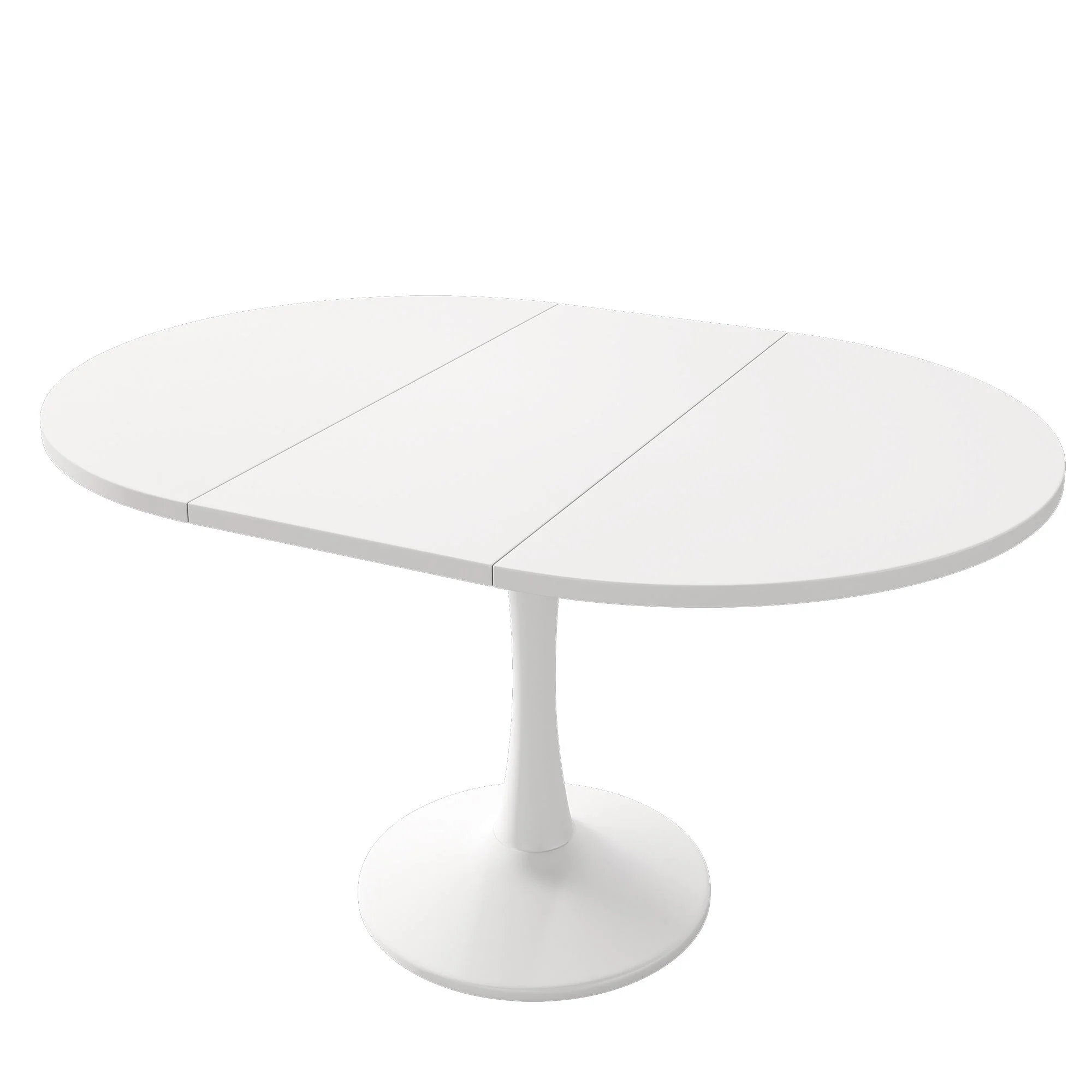Extendable Dining Table Oval 100/140x100cm Modern Simple - White - Image 10