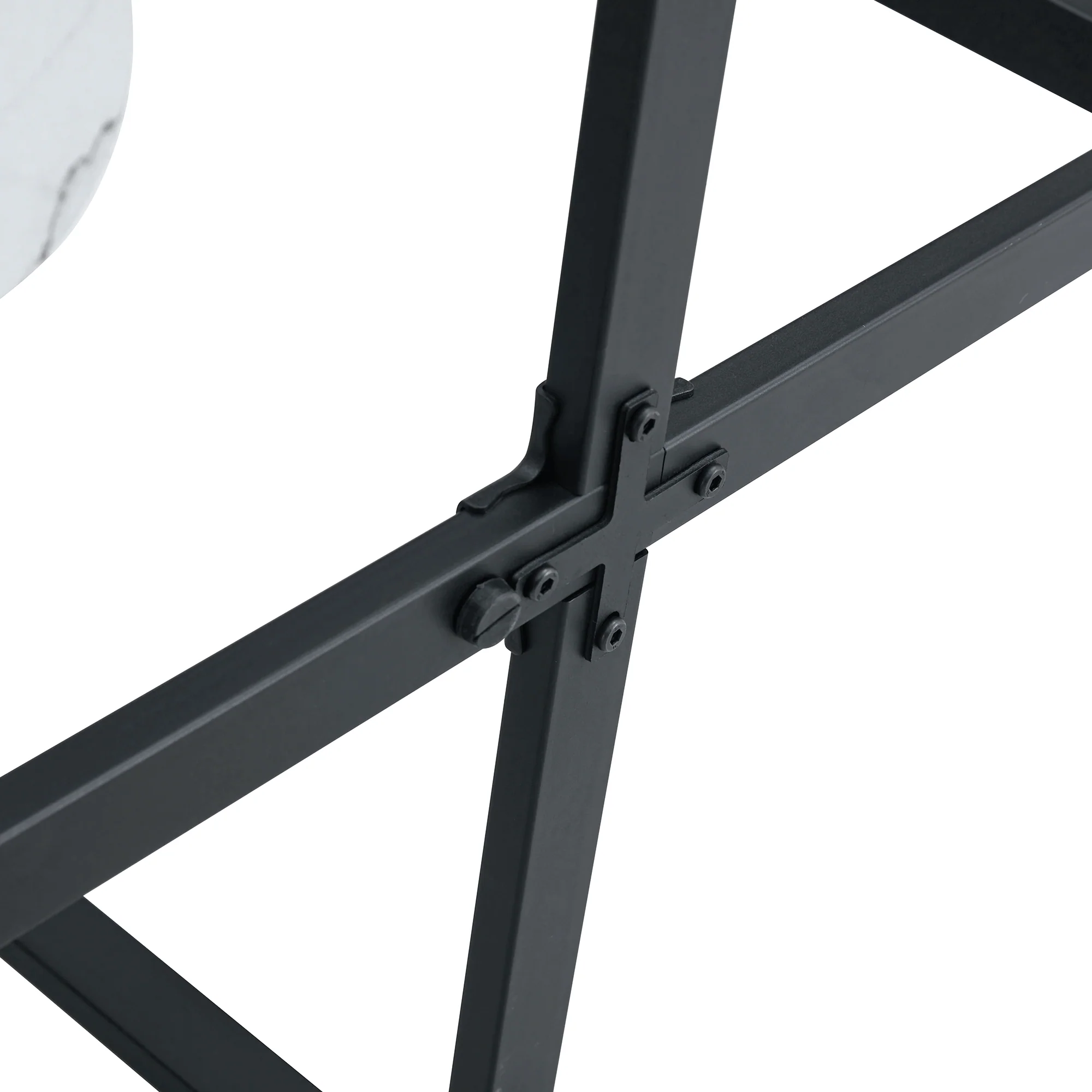 Extendable Dining Table Space-Saving Wood Grain 4-6 Person Black/Metal - Image 7