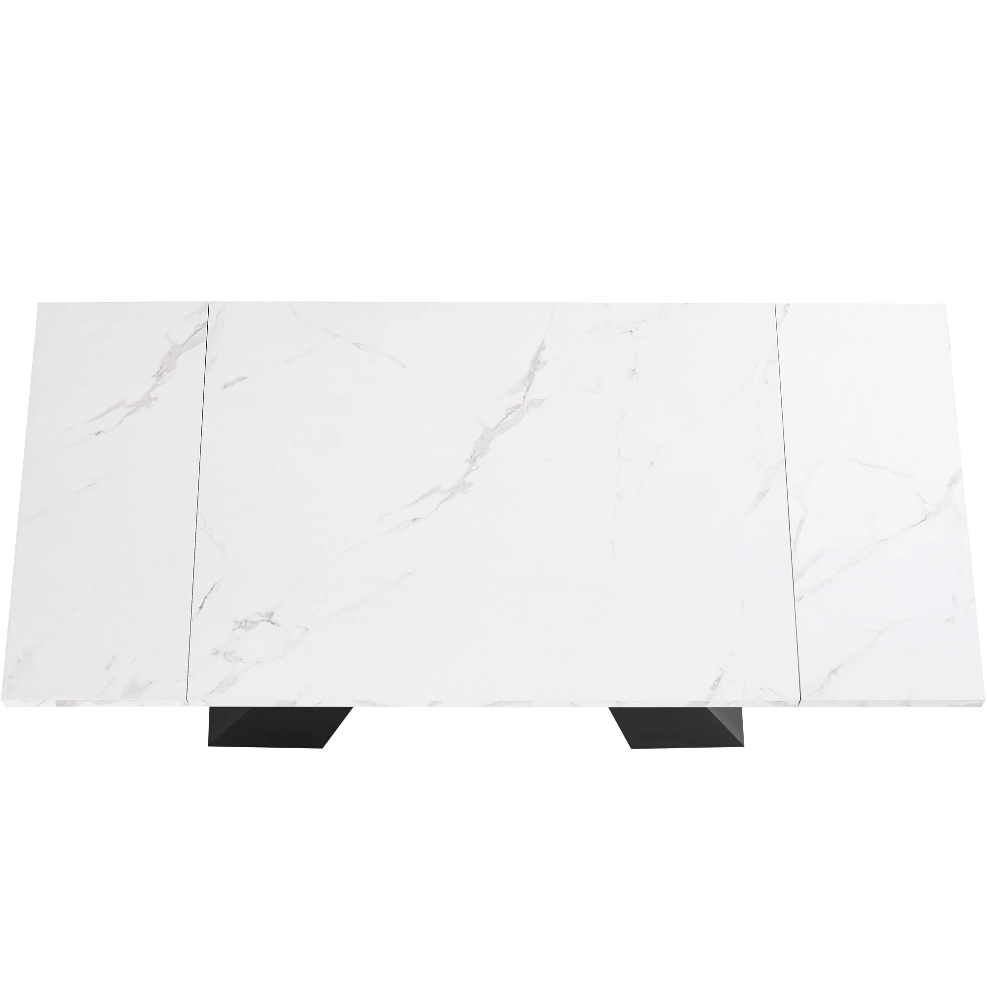 Extendable Dining Table Telescopic 99-159cm Space-Saving Pedestal Legs - White - Image 5