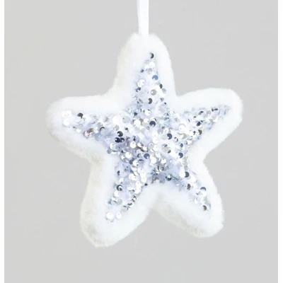 Fabric/Sequin Star Silver/White
