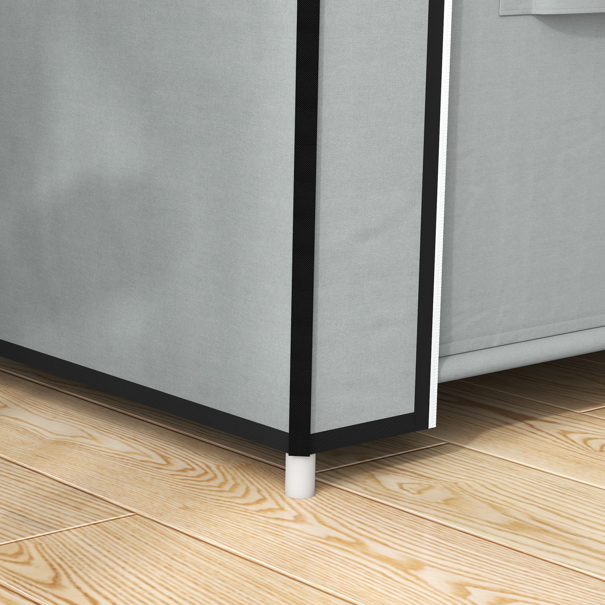 Fabric Wardrobe 5 Compartments, Clothes Rail, Light Grey - Image 8