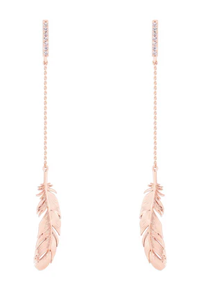 Feather & Chain Long Earrings