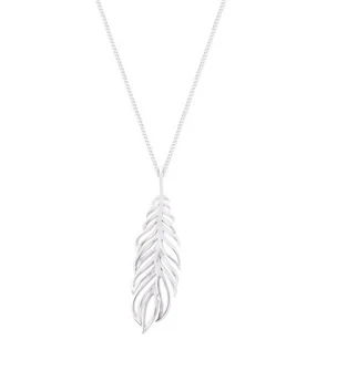 Feather Cut Out Pendant - Silver