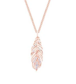 Feather Pendant RG Inset Clear CZ