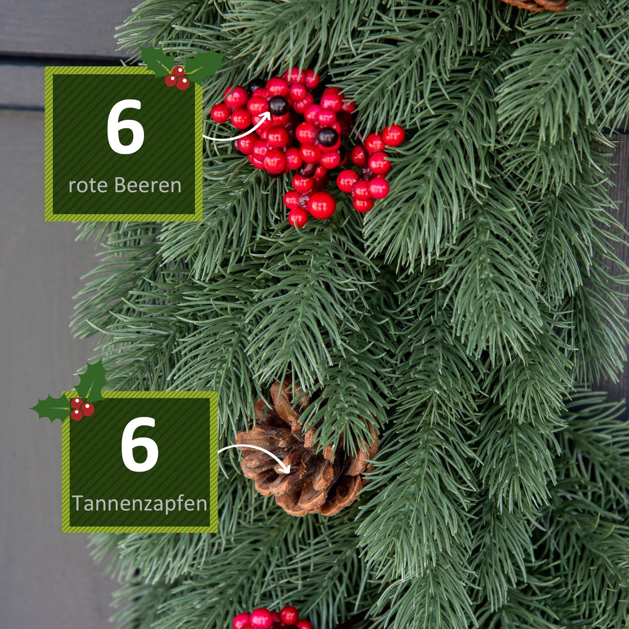 Fir Wreath, Christmas Door Wreath with Eyelet, Green PE - Image 5