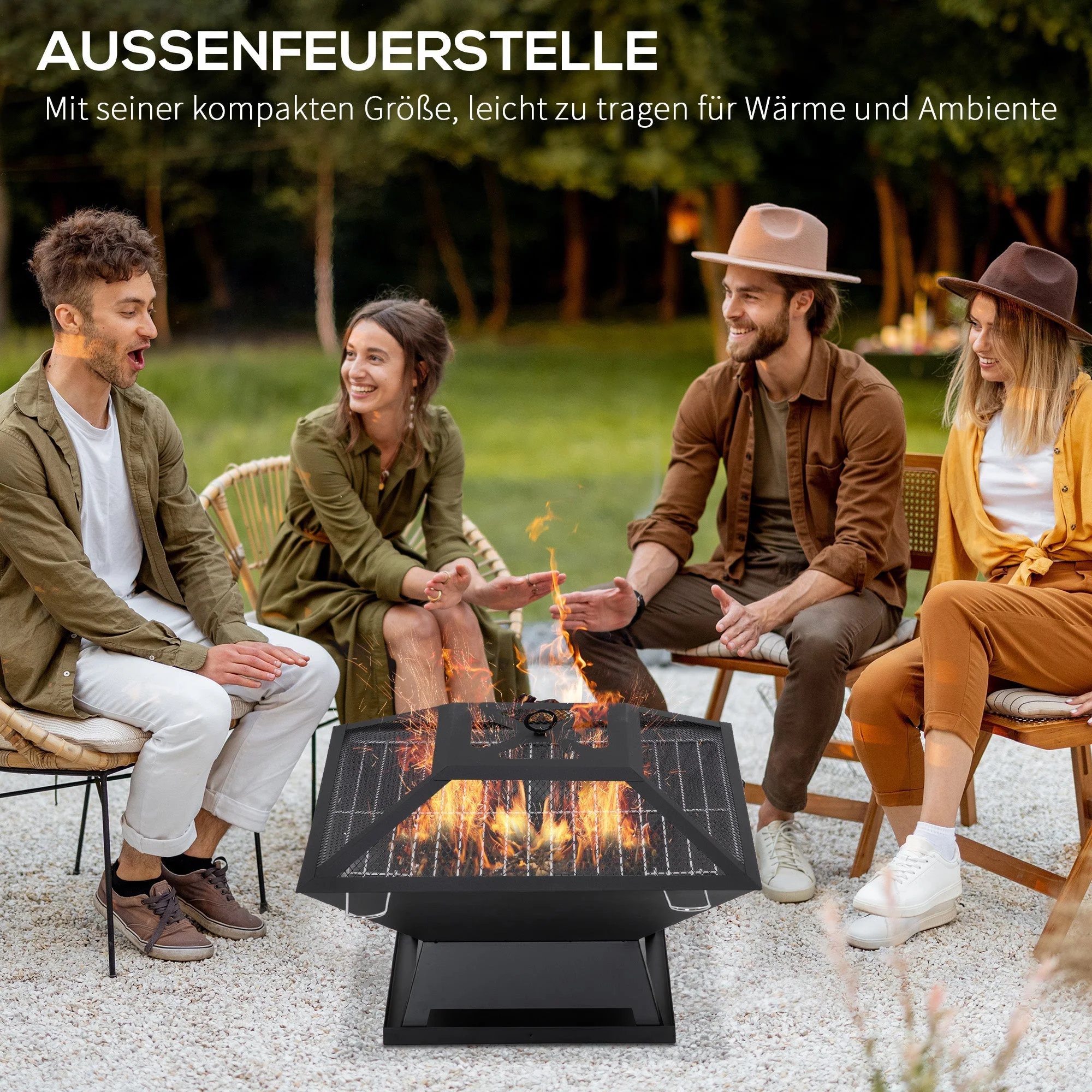 Fire Bowl Garden, Grill Grate Spark Guard, Steel Black - Image 4