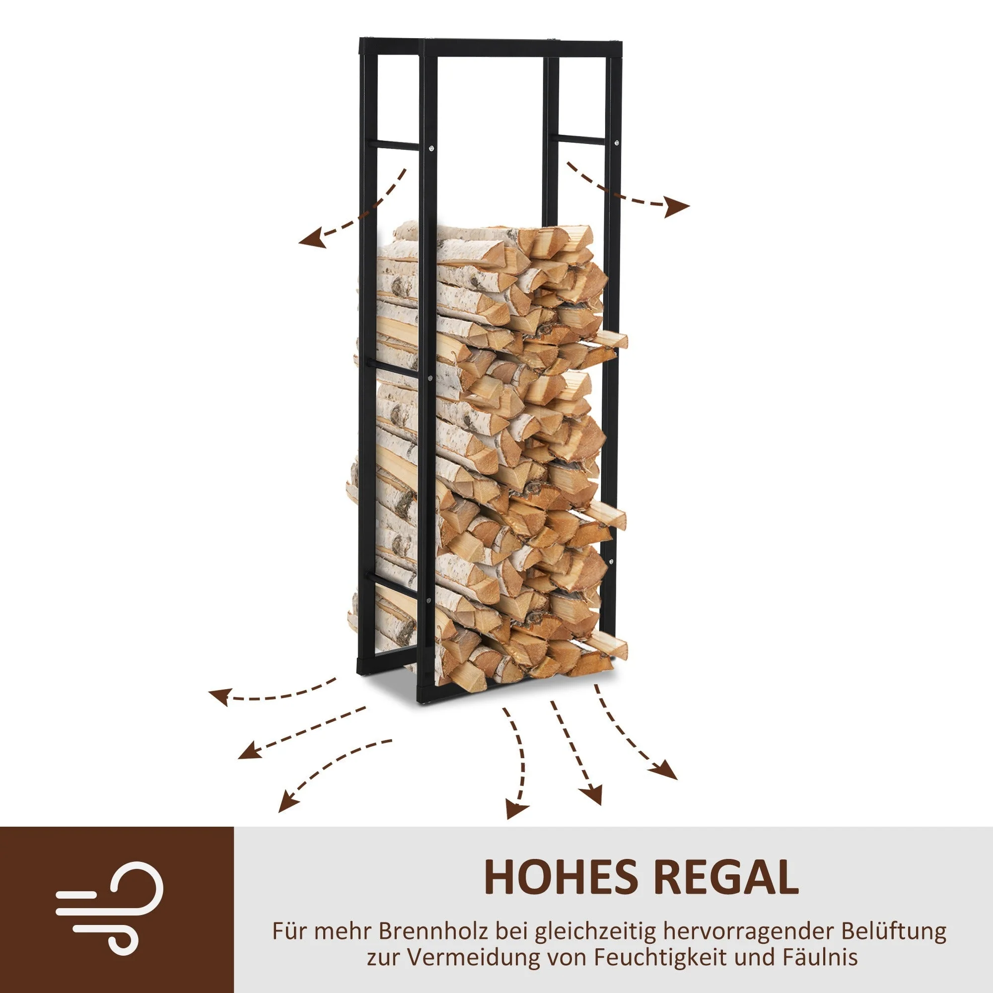 Firewood Rack, 100kg Capacity 40x25x150cm, Steel Black - Image 5