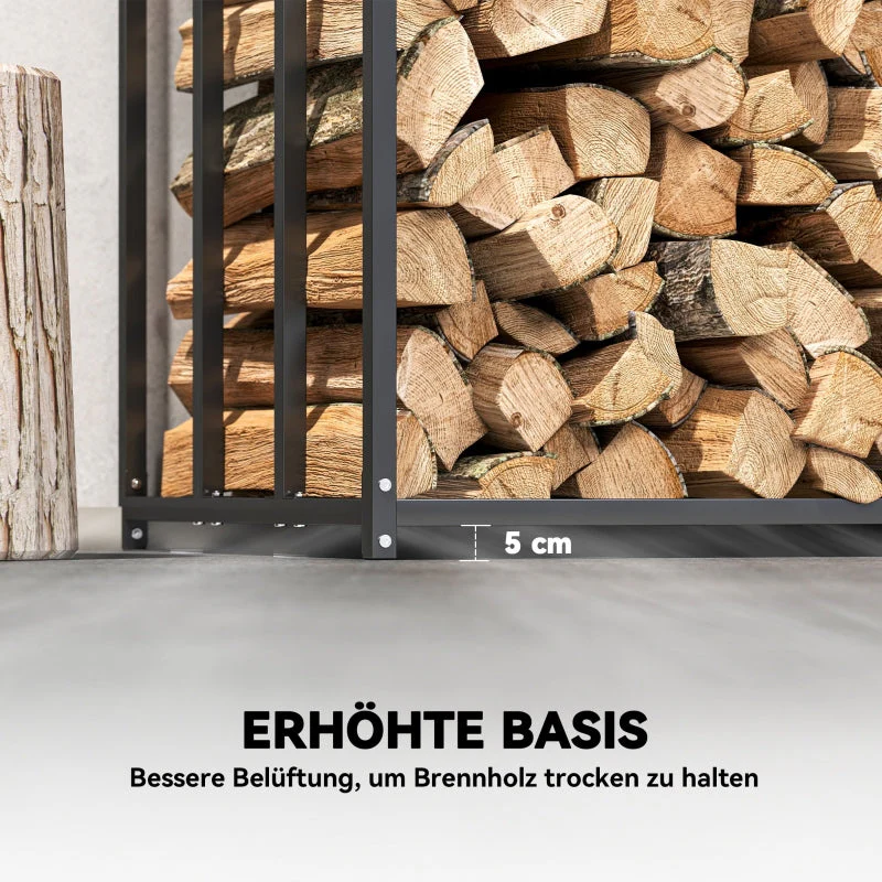 Firewood Rack Steel with Fabric Cover, 300kg Load Capacity, Black - Image 6