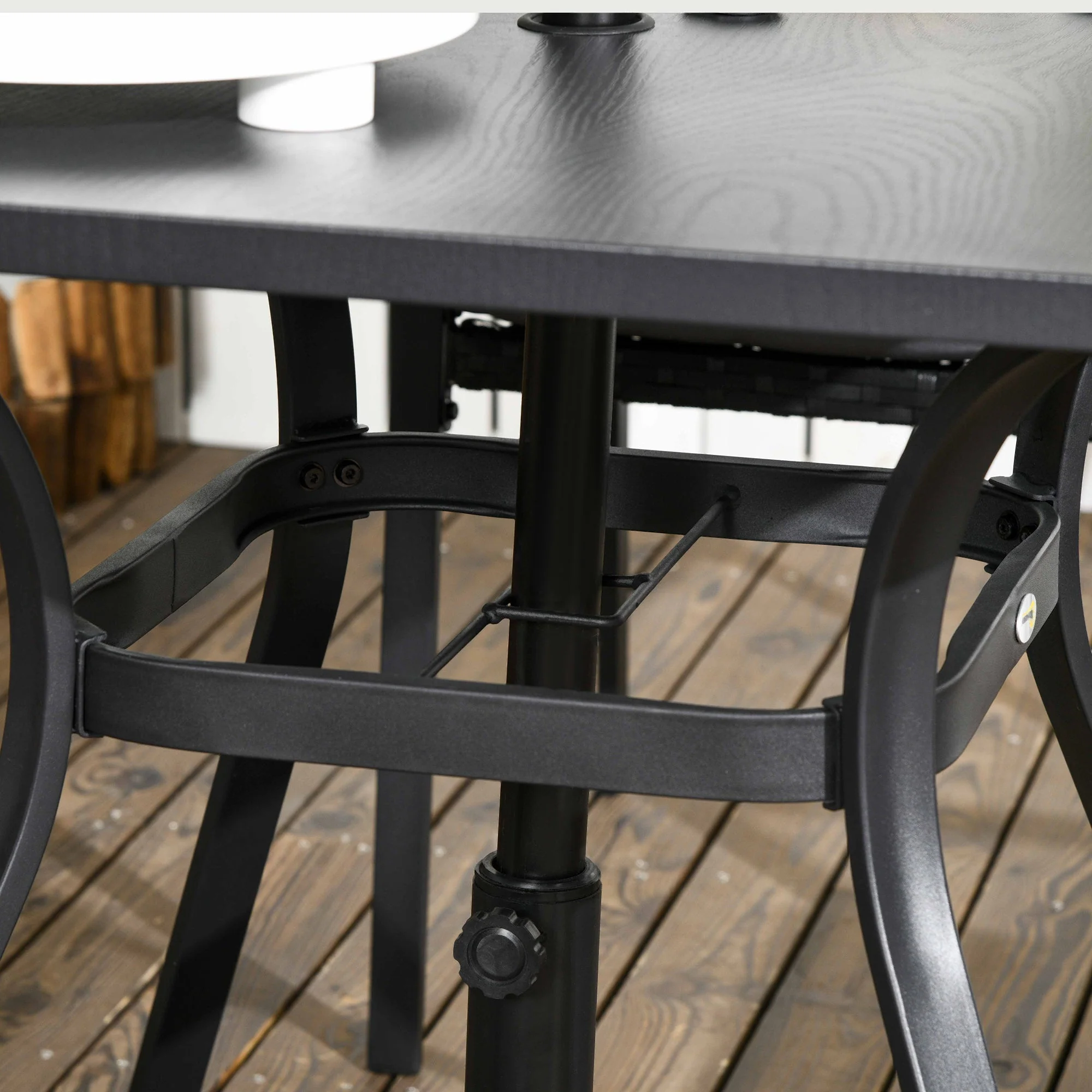 Five-Piece Garden Dining Set with Rattan Seat Chairs and Cushions - Black - Image 8