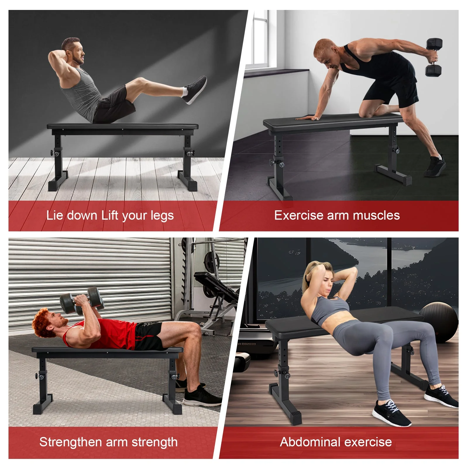 Flat Weight Bench Home Fitness Strength Training Dumbbell Stool Comfortable Design - Image 7