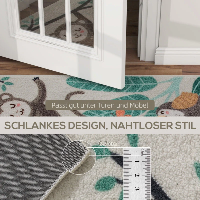 Fleece Rug, Jungle Pattern, Easy-Care, Cream White + Multi-Coloured - Image 7
