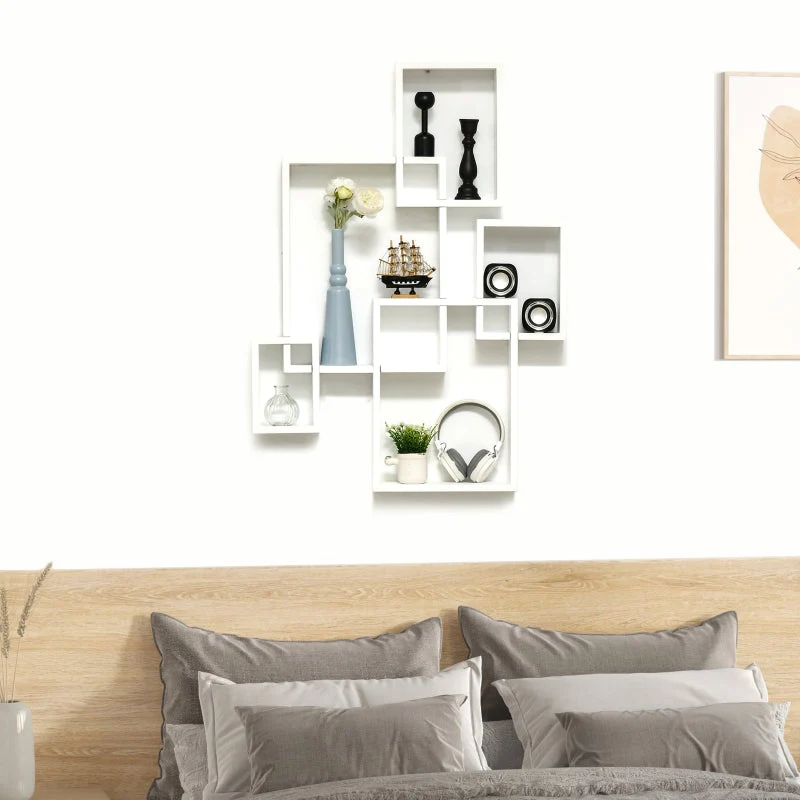 Floating Shelves Wall Mounted Interlocking Cube Display White - Image 2