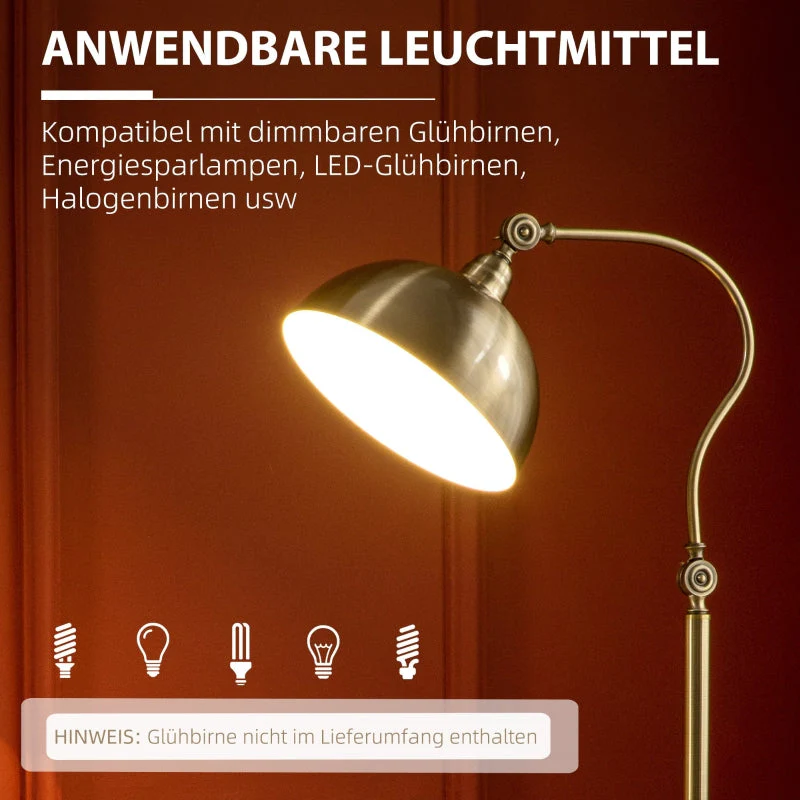 Floor lamp arc lamp adjustable lampshade E27 brass look - Image 7