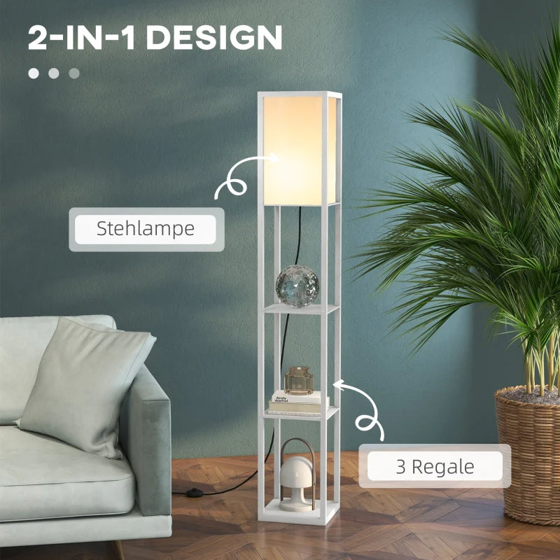 Floor Lamp, Shelves, 26 x 26 x 160 cm, Wood - Image 5