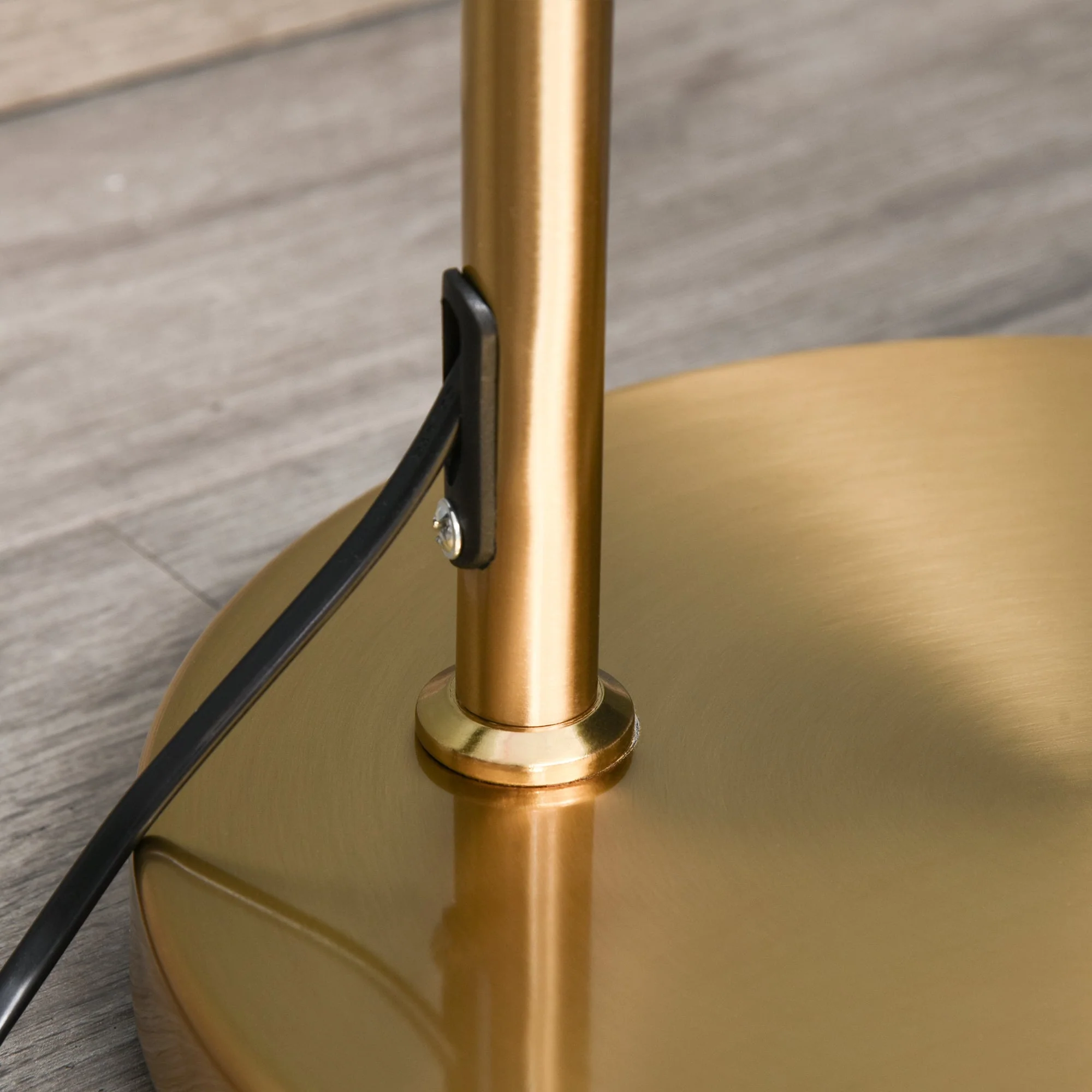 Floor Lamp with E27 Socket for Living Room, Bedroom, Office, Metal, Steel, Linen, Gold, White - Image 8