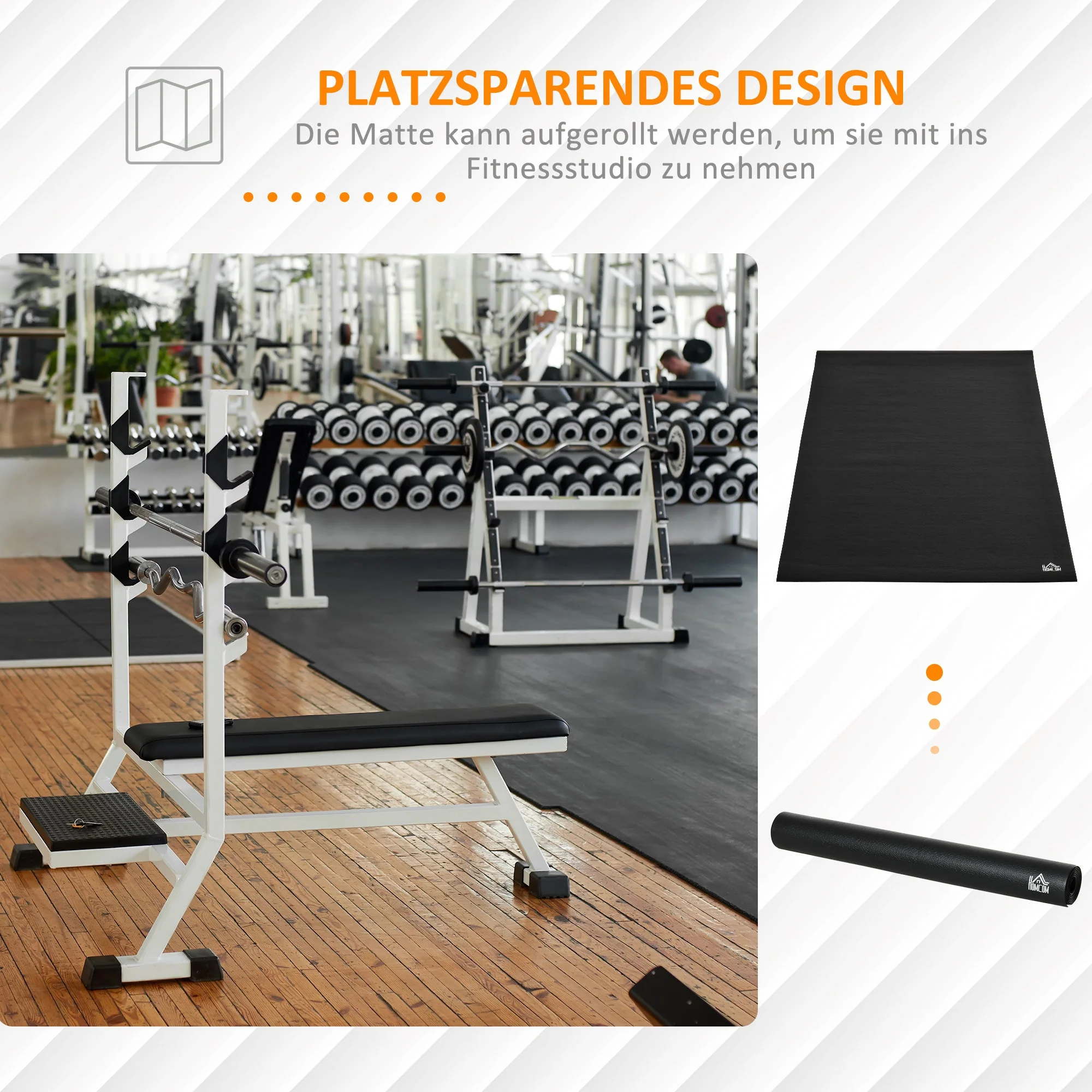Floor Protection Mat Fitness Equipment 180x90x0.6cm PVC Black - Image 5