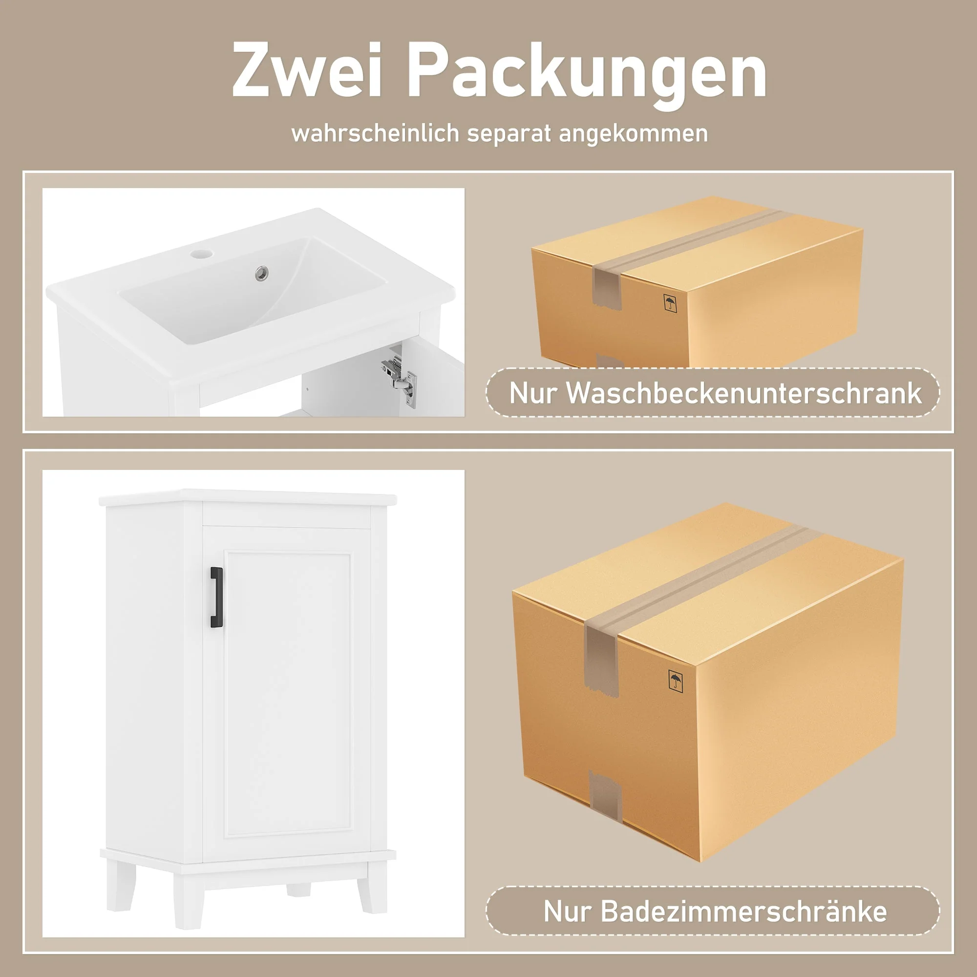 Floor-standing Bathroom Vanity Unit with Integrated Ceramic Sink and Adjustable Shelves, White - Image 10