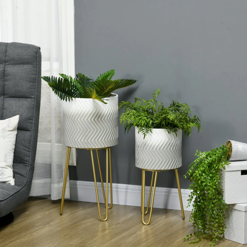 Flower Pots Set of 2 Plant Stands Metal - Image 2
