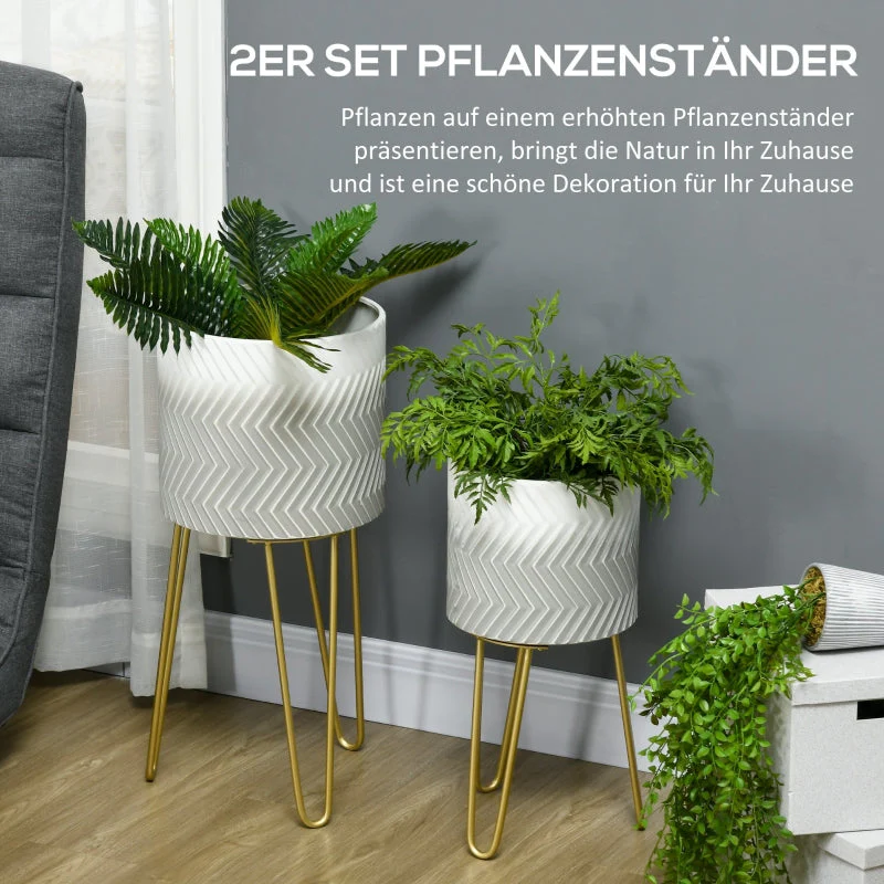 Flower Pots Set of 2 Plant Stands Metal - Image 4