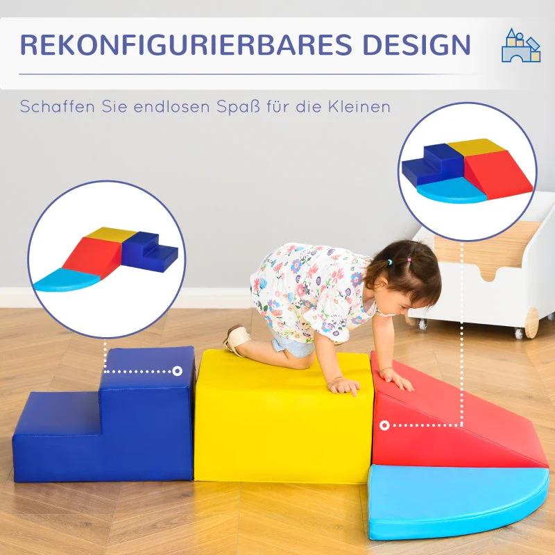 Foam Building Blocks, 4-Piece Soft Climbing & Construction Toys, Multi-colored - Image 6