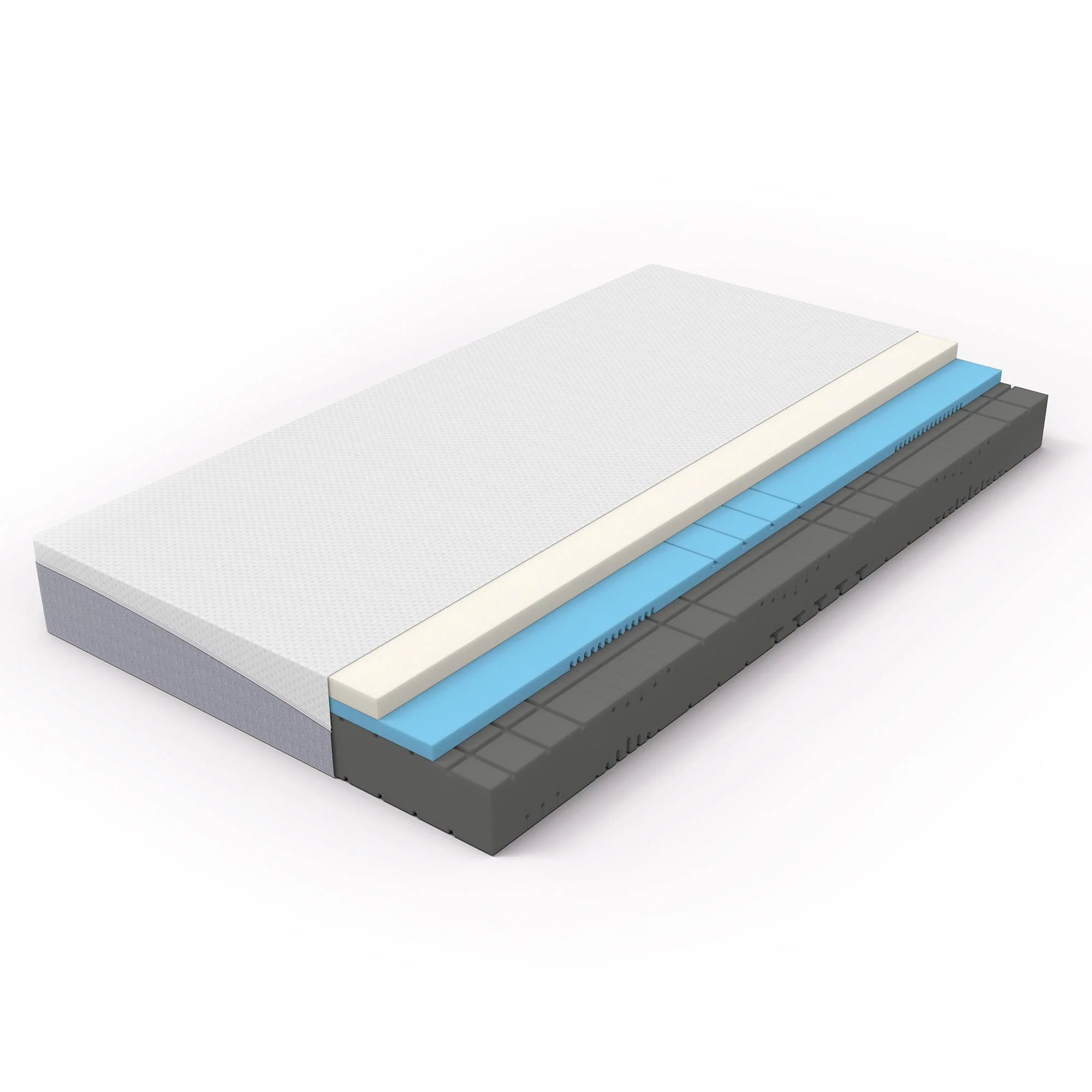 Foam Mattress 120x200 cm Medium Firmness 20cm Oeko-TEX Removable Cover, Grey/White - Image 2