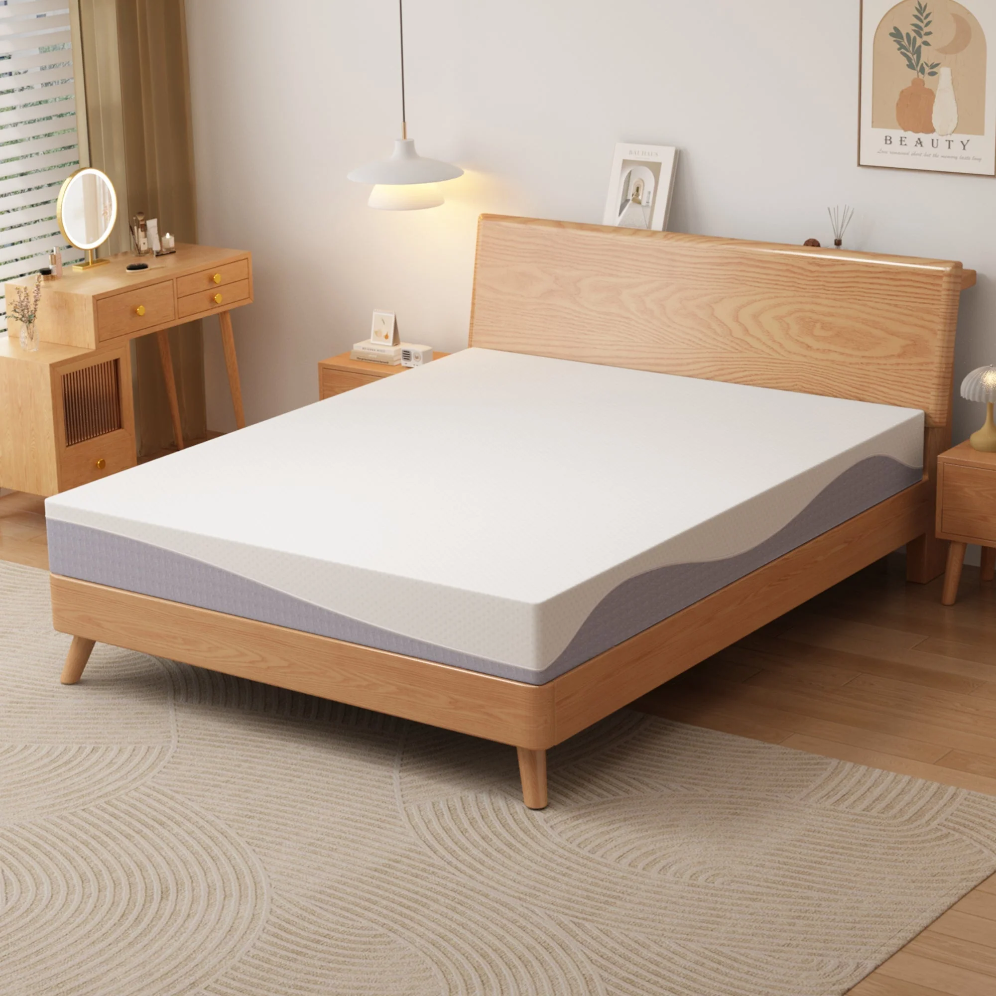Foam Mattress, 180x200cm Medium Firmness 20cm High Oeko-TEX, Gray and White - Image 7
