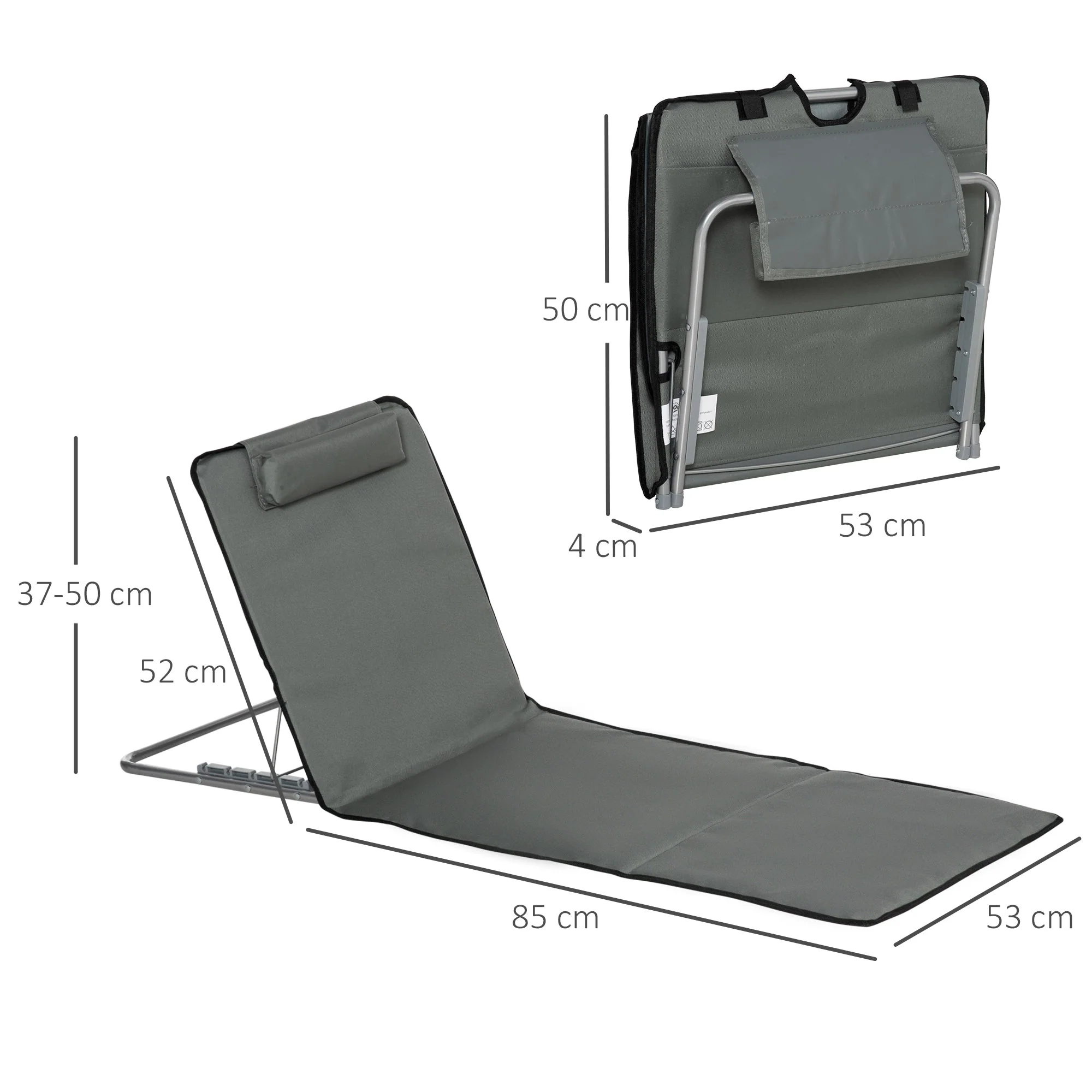 Foldable Beach Mats Set of 2, 5-Position Adjustable Backrest & Headrest, Oxford Fabric - Image 3