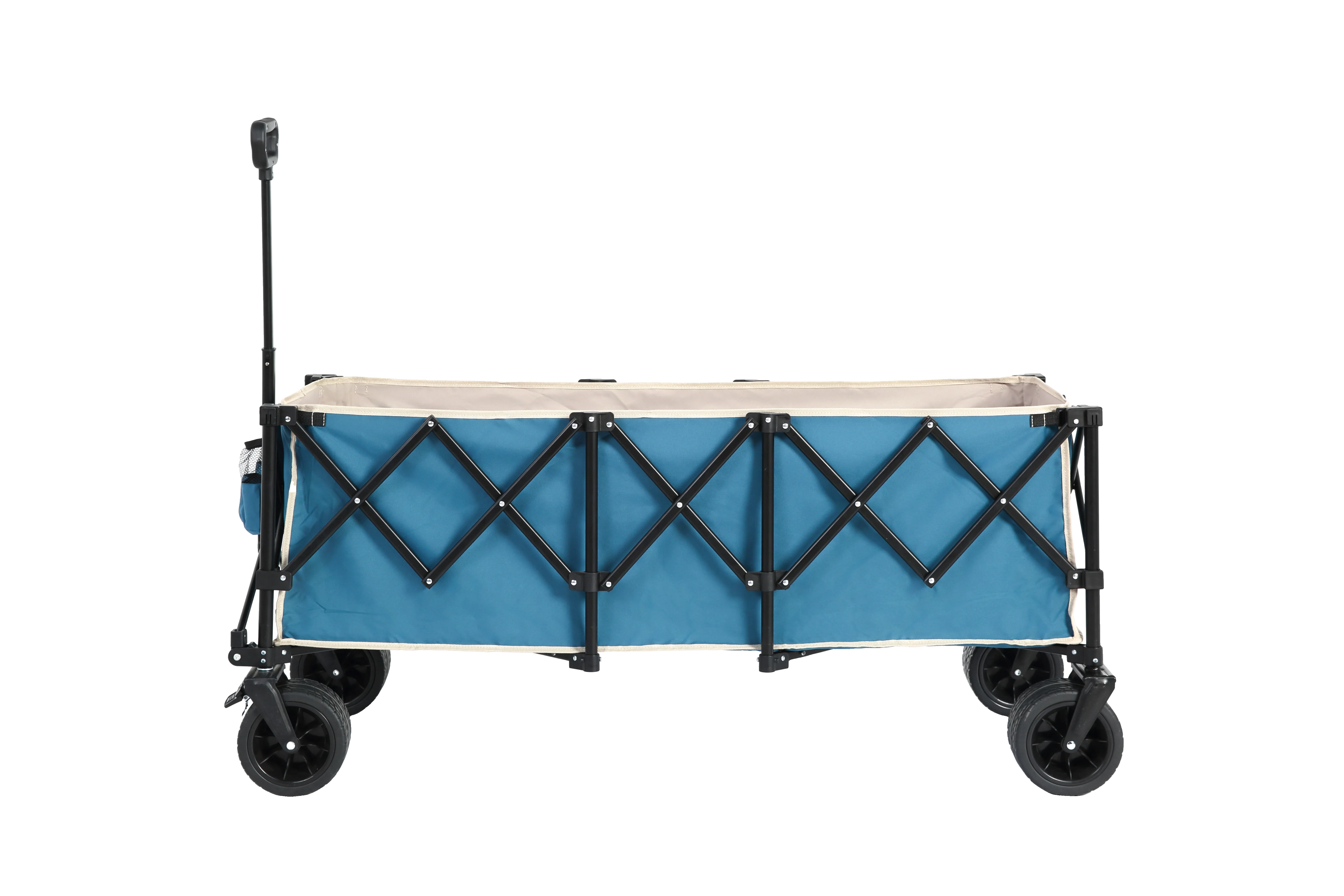 Foldable Extended Wagon, 220lbs Capacity, 300L Utility Garden Cart, All-Terrain Wheels, Blue