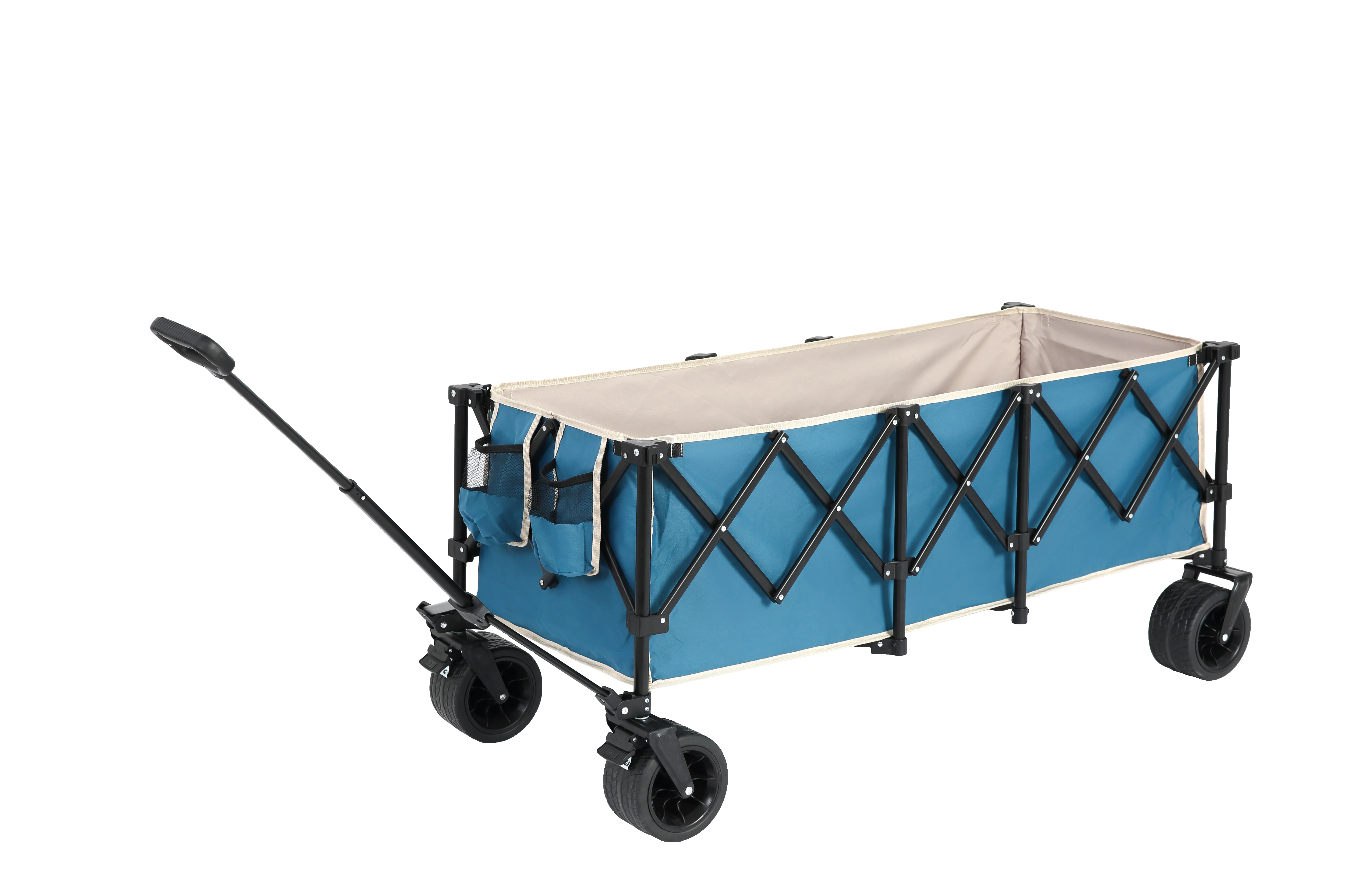 Foldable Extended Wagon, 220lbs Capacity, 300L Utility Garden Cart, All-Terrain Wheels, Blue - Image 8