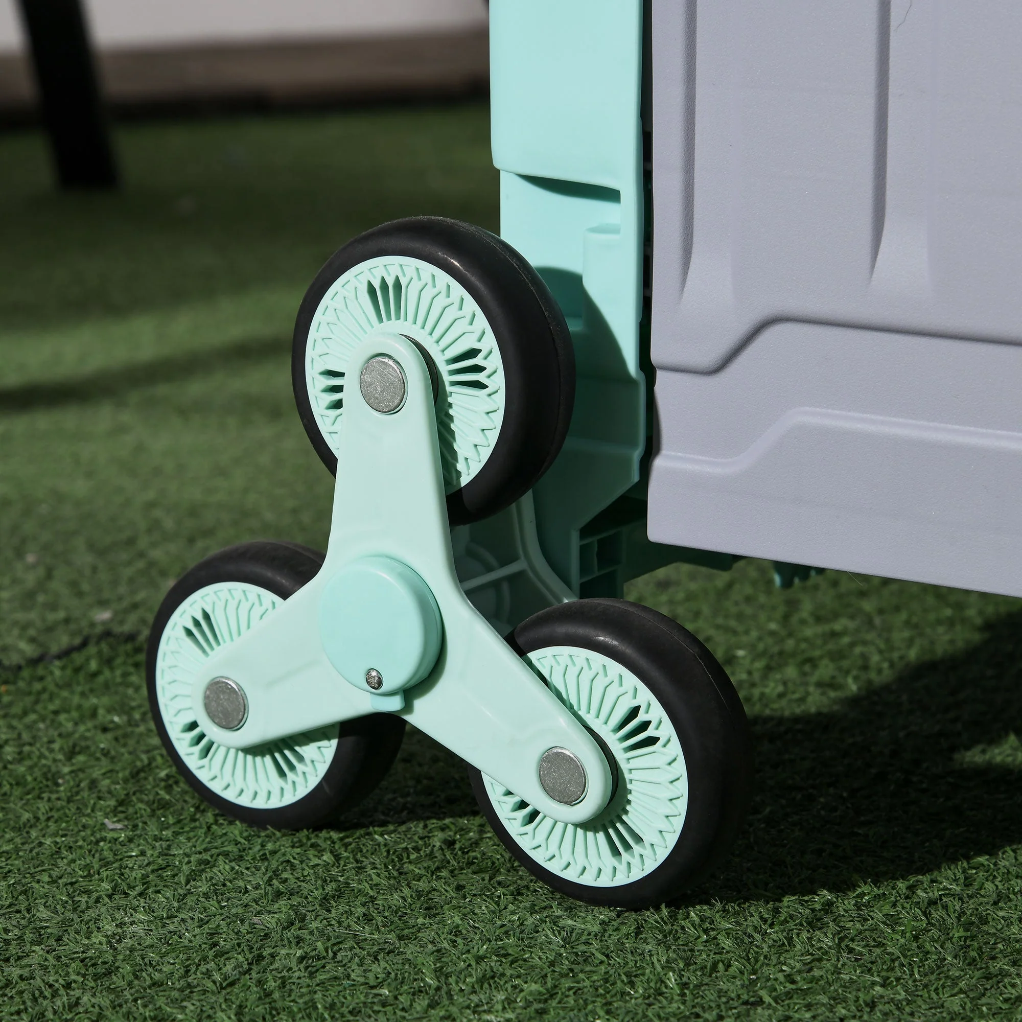 Foldable shopping trolley, 80 kg portable, adjustable telescopic handle and lid, green - Image 7
