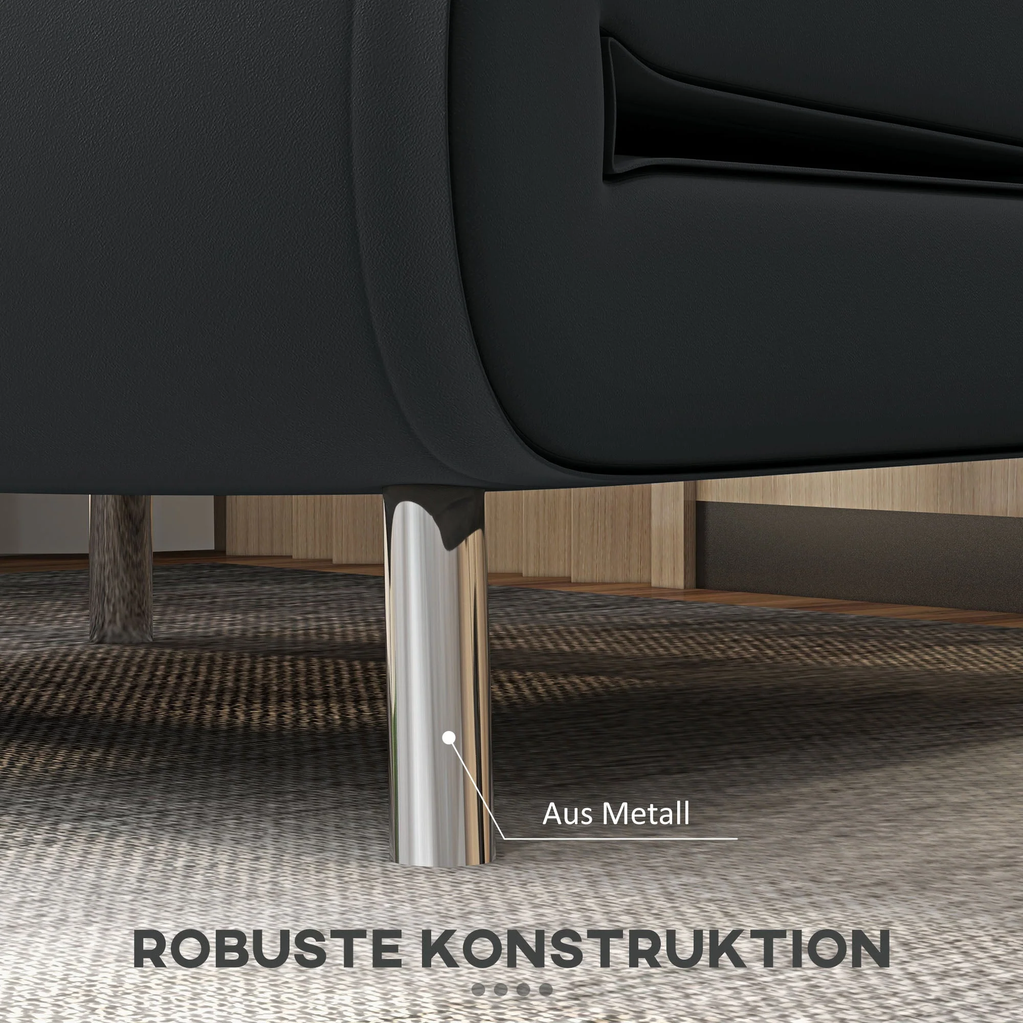 Folding Armchair, Bed Function Single Sofa, Velvet Black - Image 6