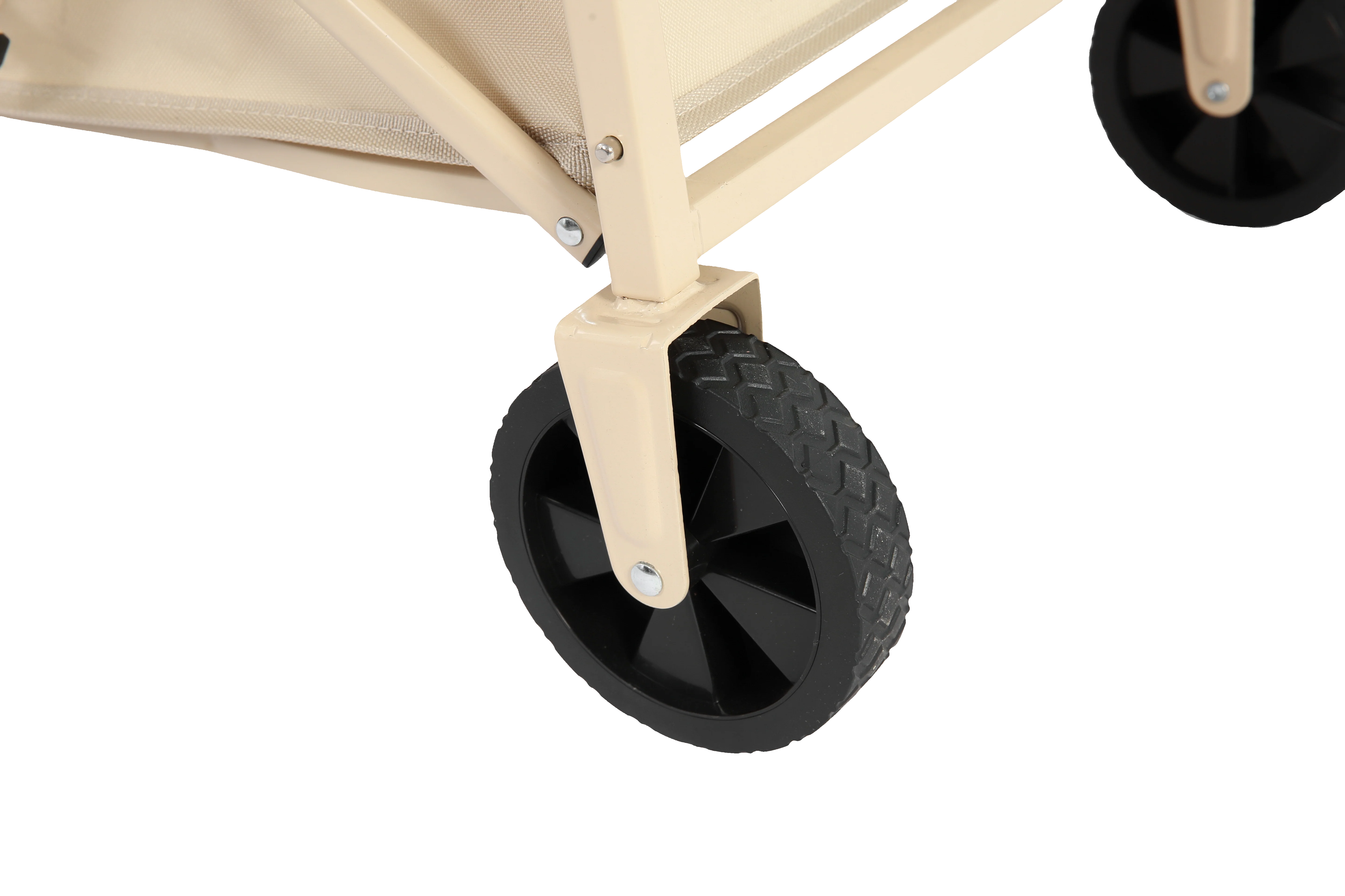 Folding Beach Wagon - Heavy Duty Portable Outdoor Utility Cart with Large Capacity, Beige - Image 3